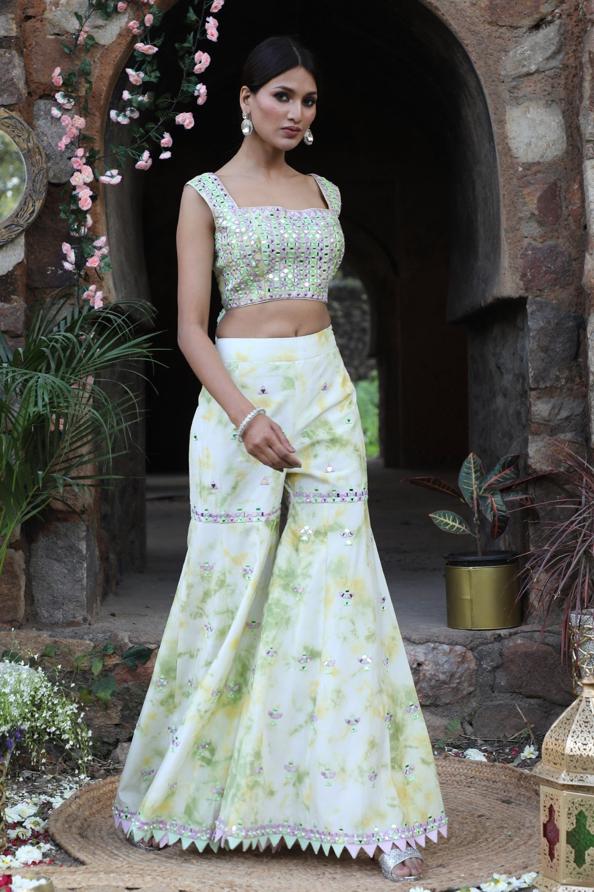 Buy Multicolor Tie-Dye Gharara Set by Nitisha Kashyap for women online at ScrollnShops