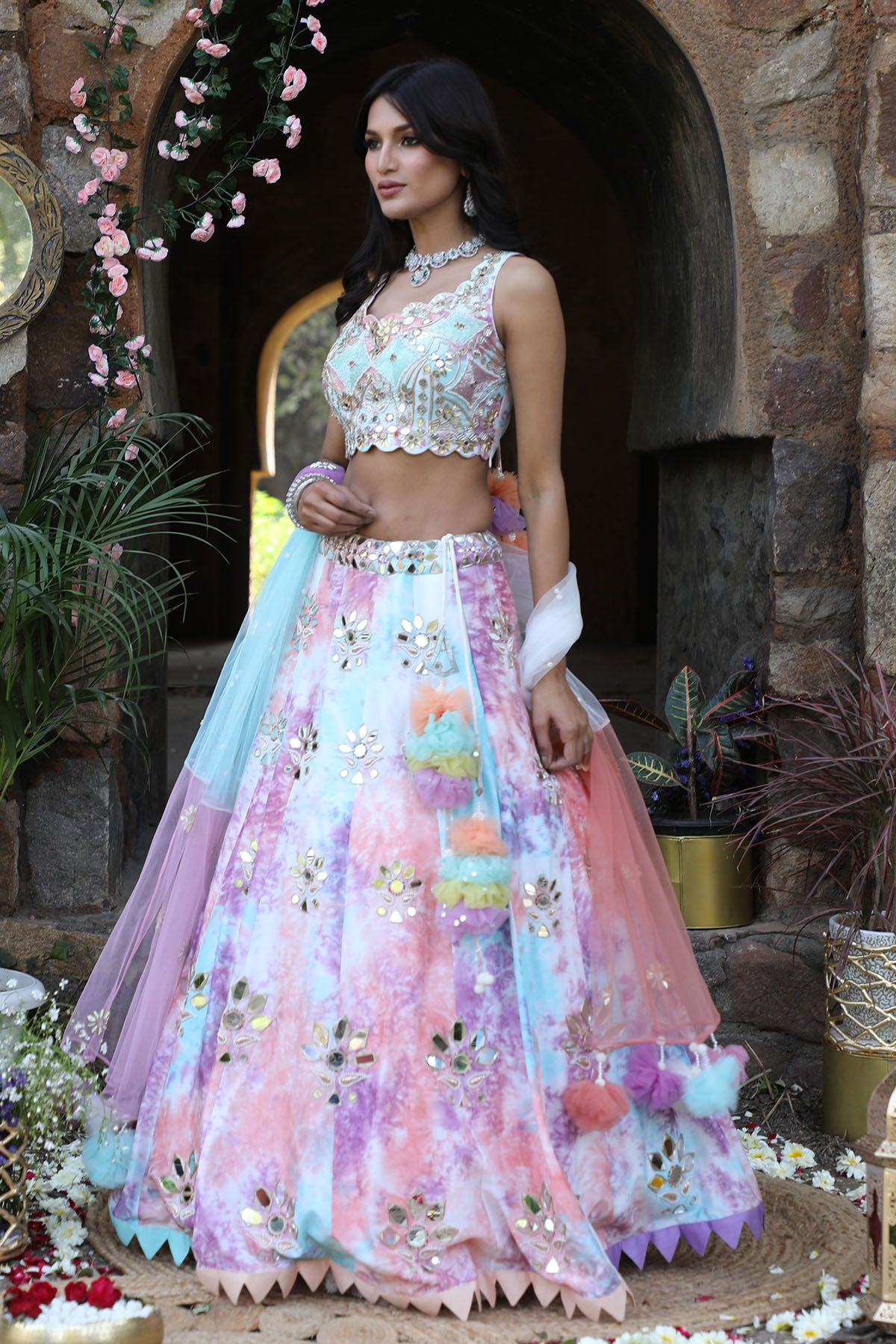 Multicolor Tie-Dye Lehenga Set