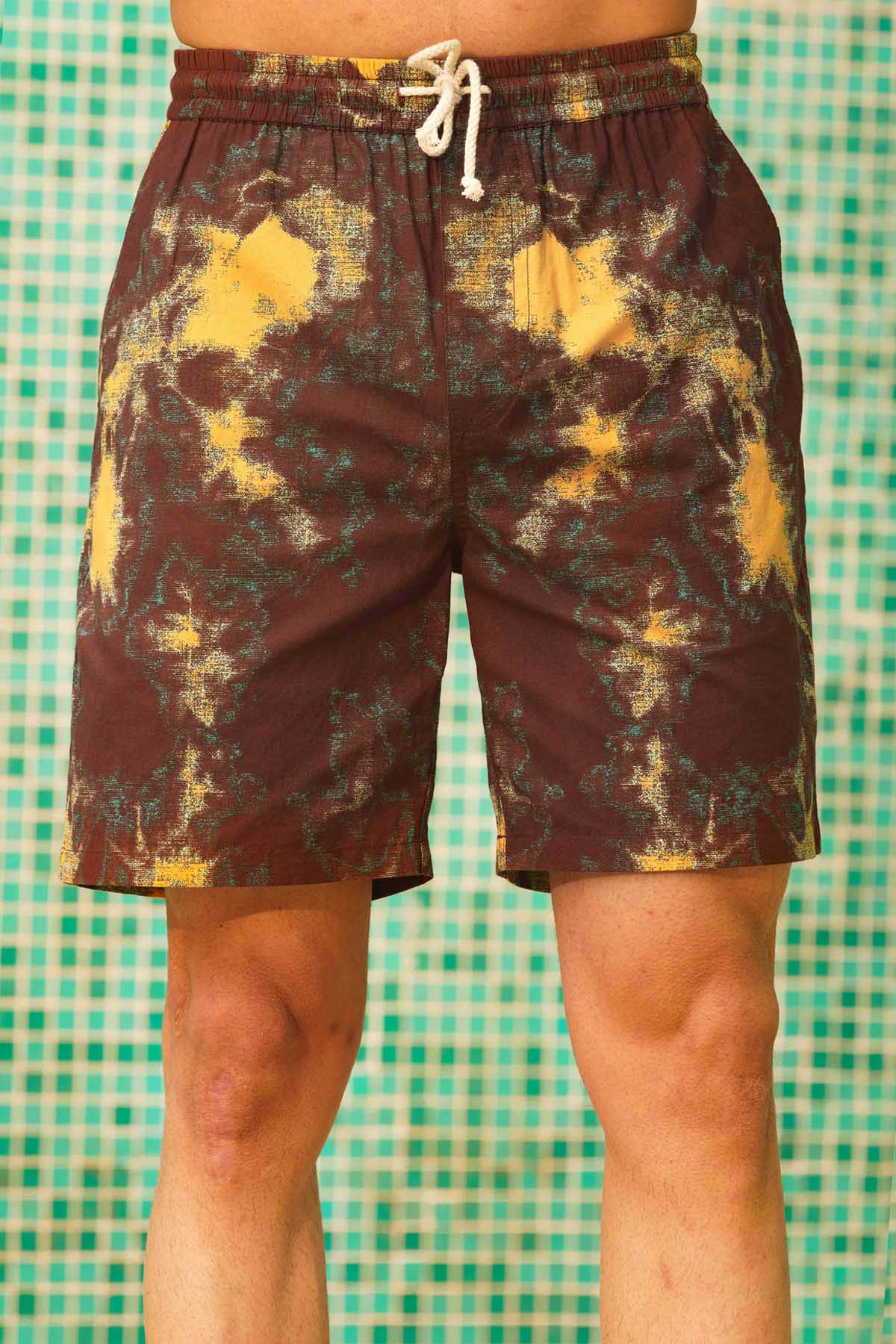 Sewtable Clothing Multicolor Tie Dye Print Shorts for men online at ScrollnShops