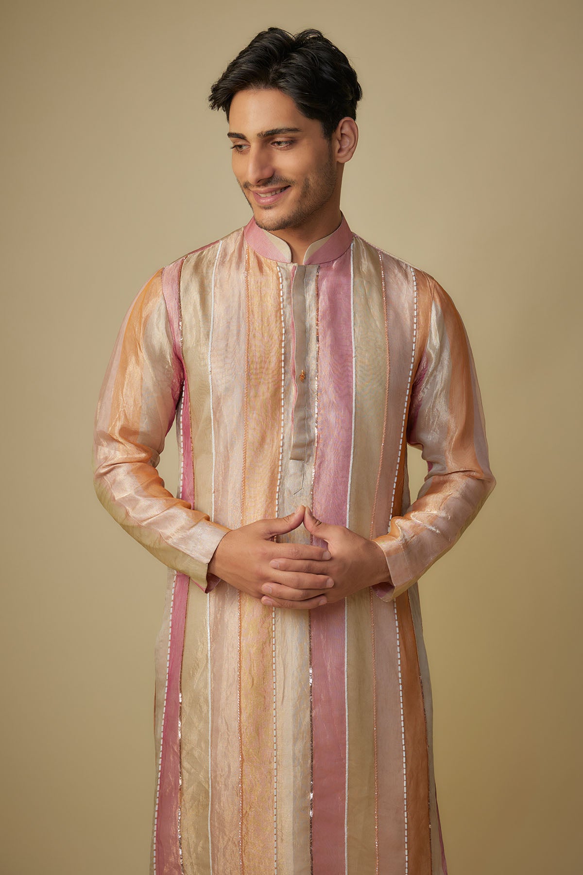 Multicolor Tissue Kurta & Pants
