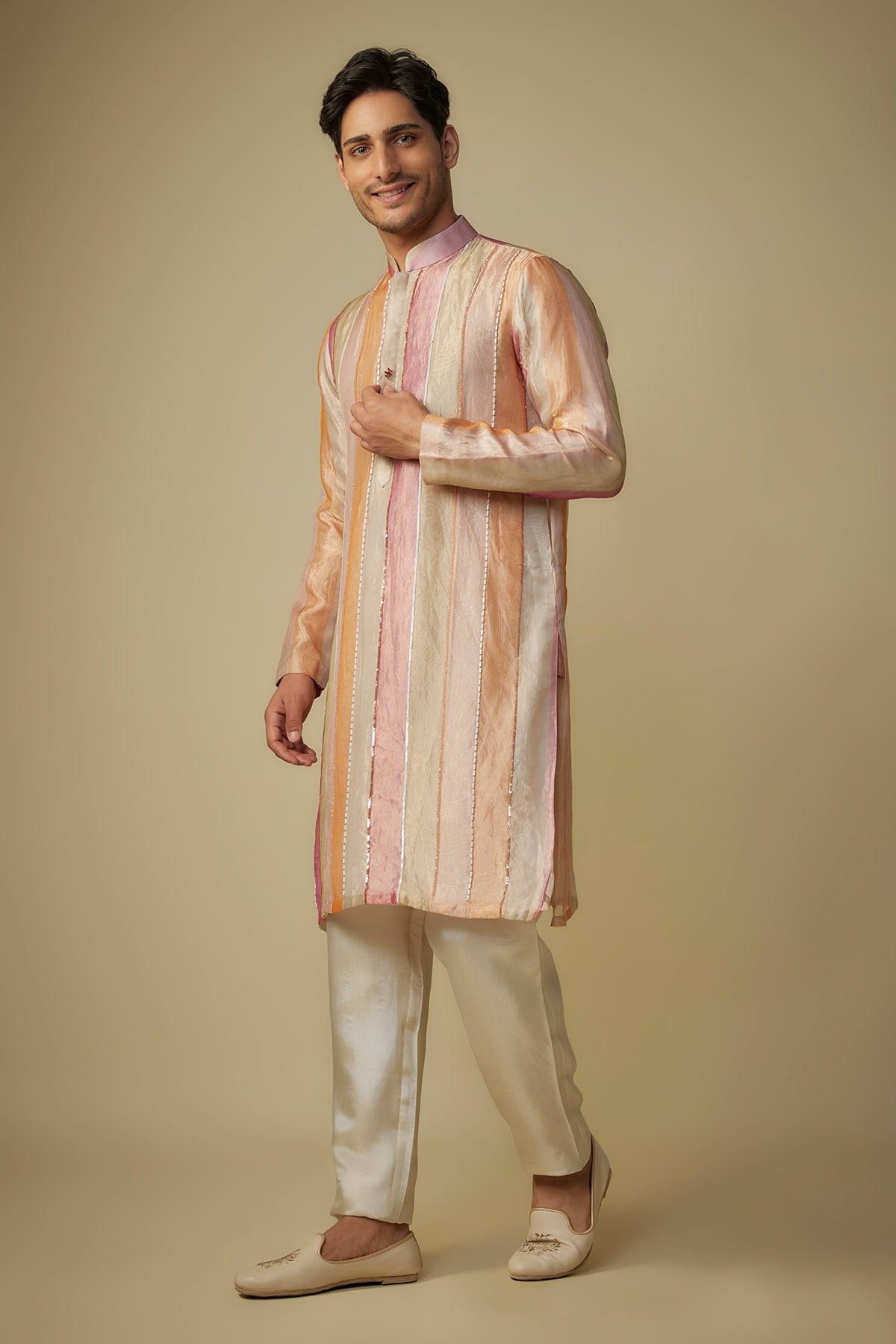 Multicolor Tissue Kurta & Pants