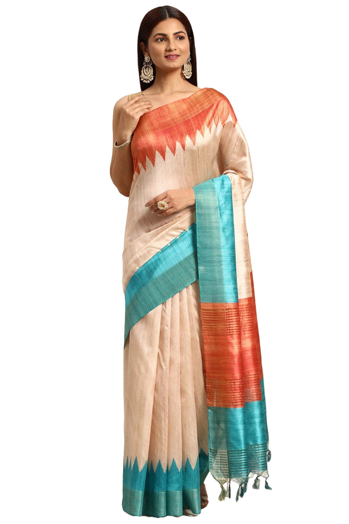 Multicolor Tussar Silk Saree