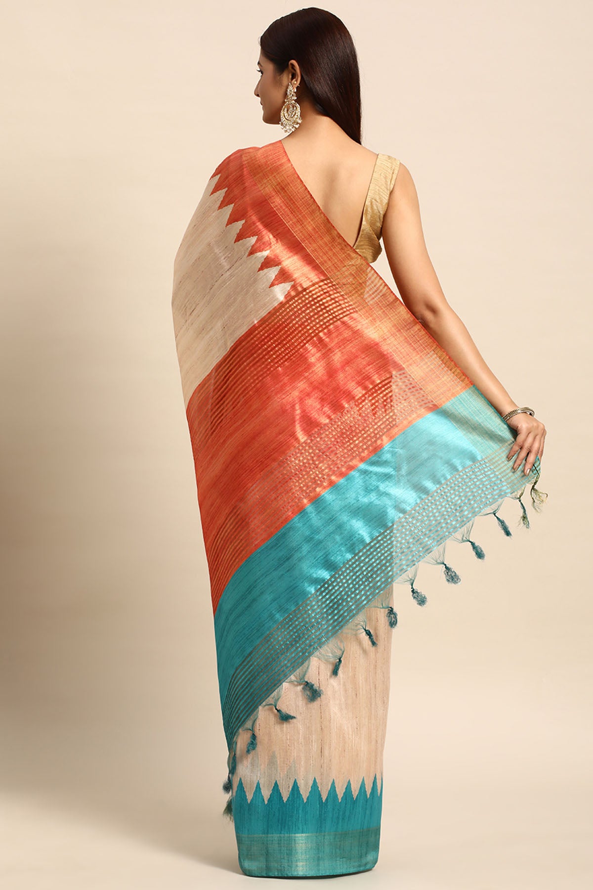 Multicolor Tussar Silk Saree