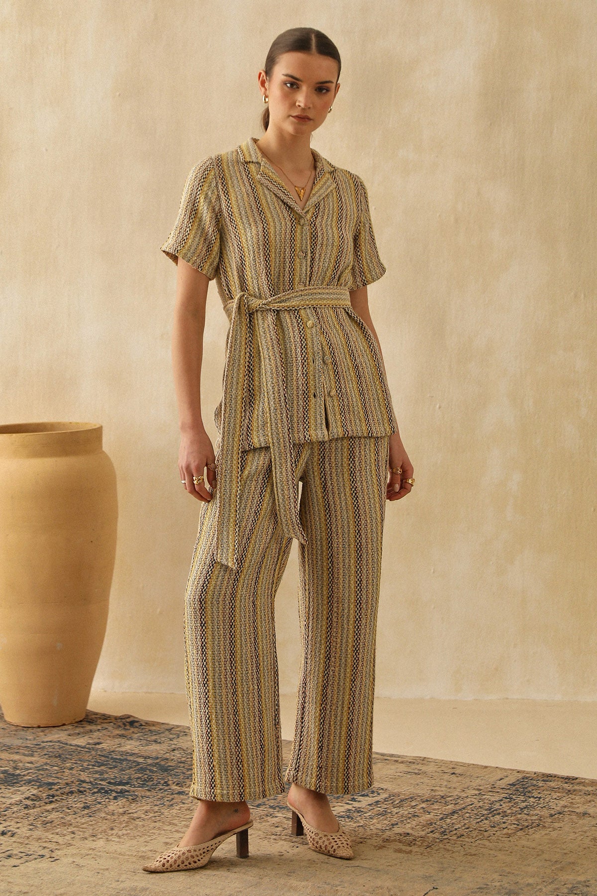 Multicolor Tweed Pockets Pants