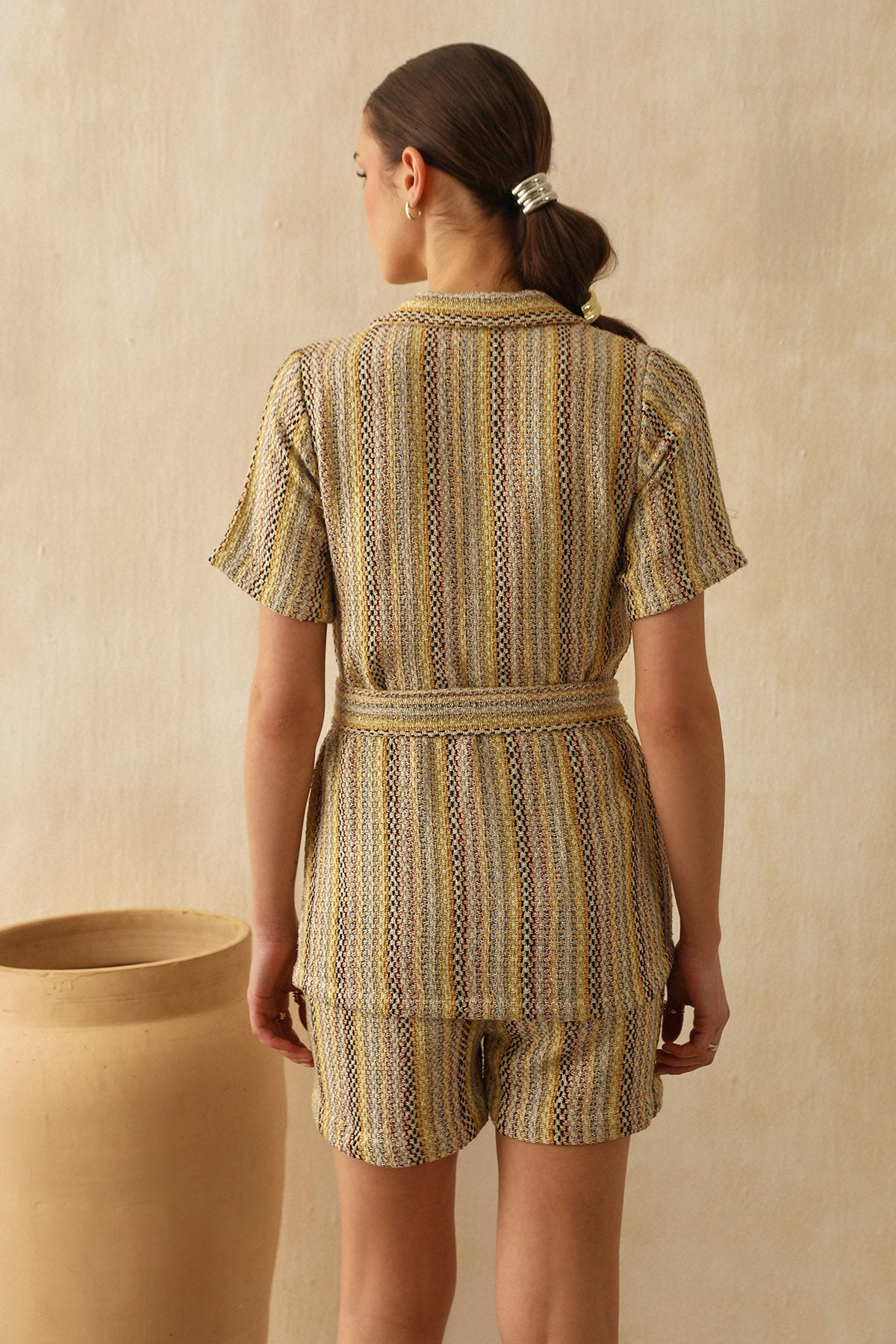 Multicolor Tweed Pockets Shorts