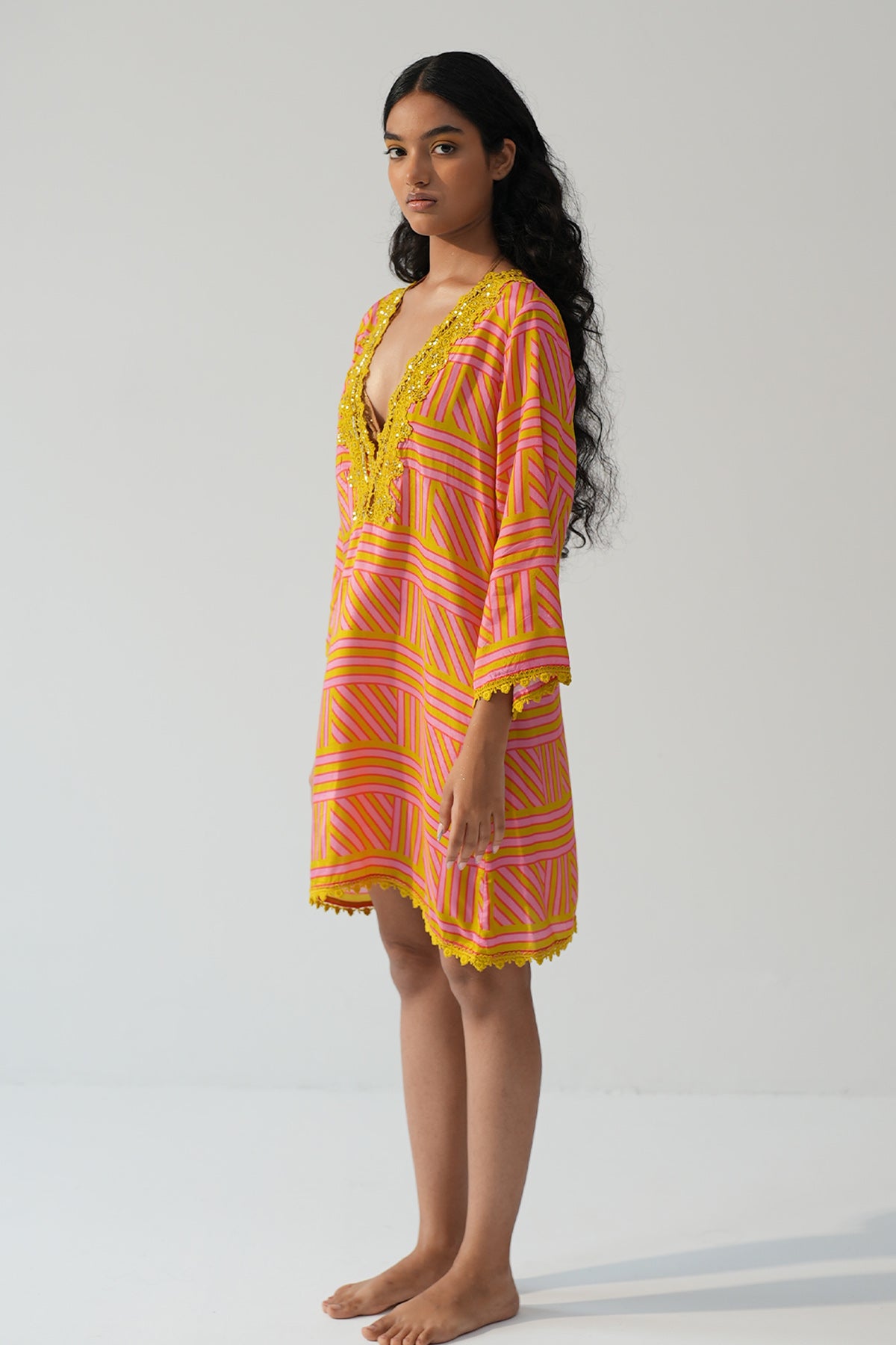 Multicolor V-Neck Coverup Dress