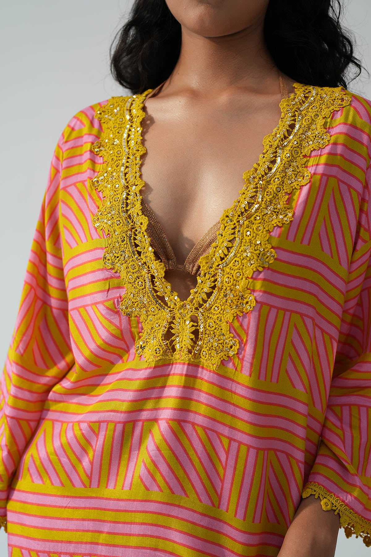 Multicolor V-Neck Coverup Dress
