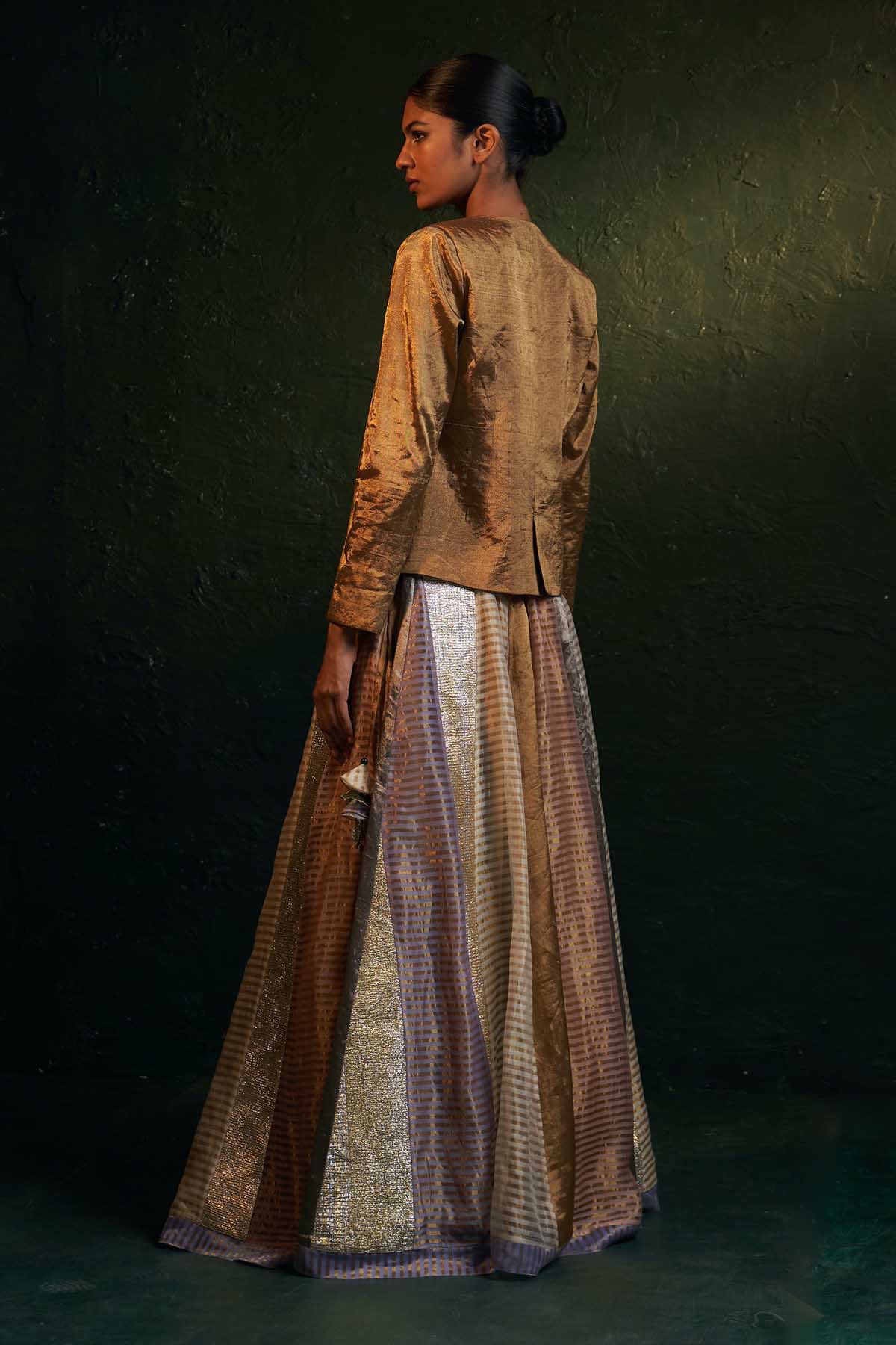 Multicolor V-Neck Lehenga Set