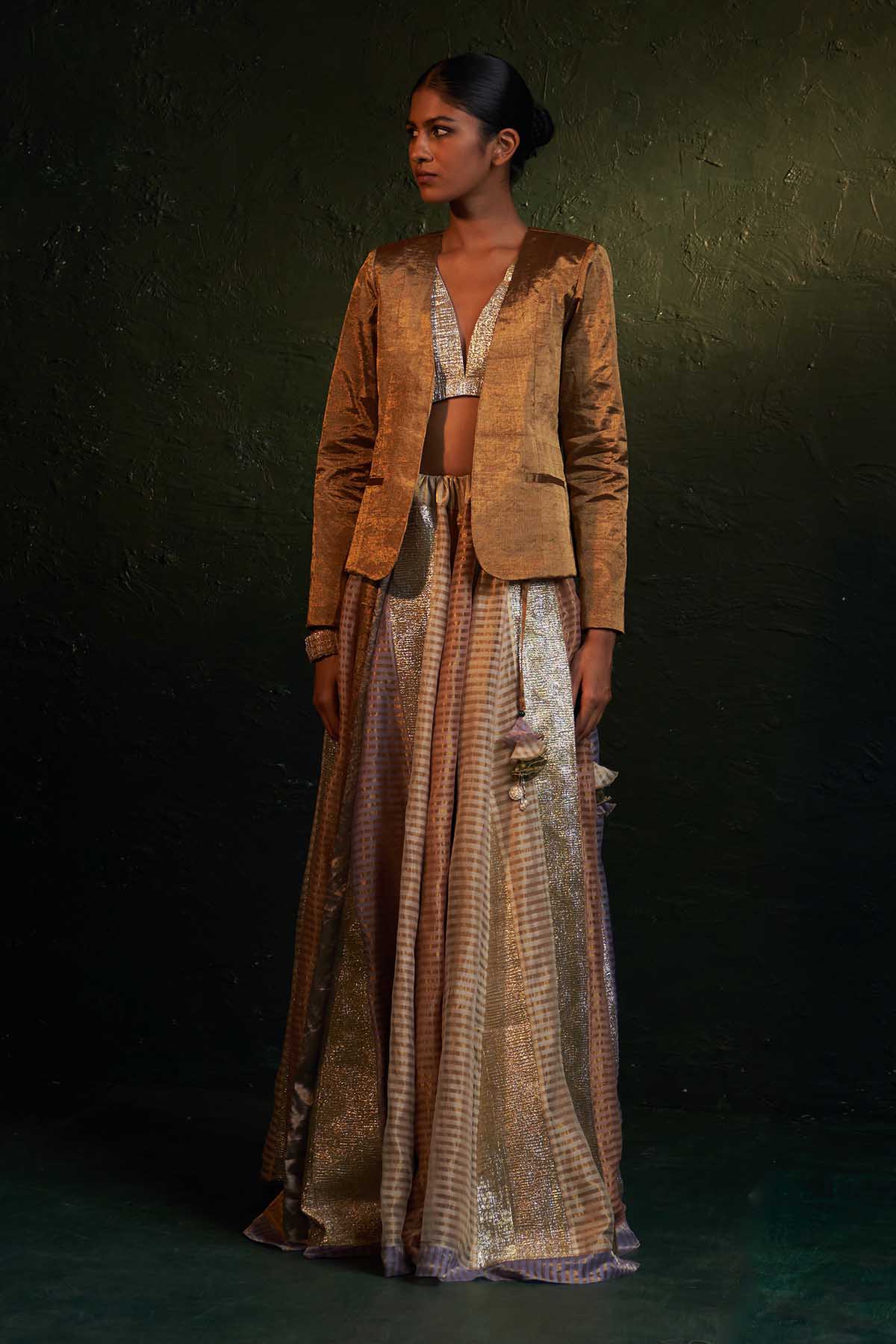 Buy Multicolor V-Neck Lehenga Set Online