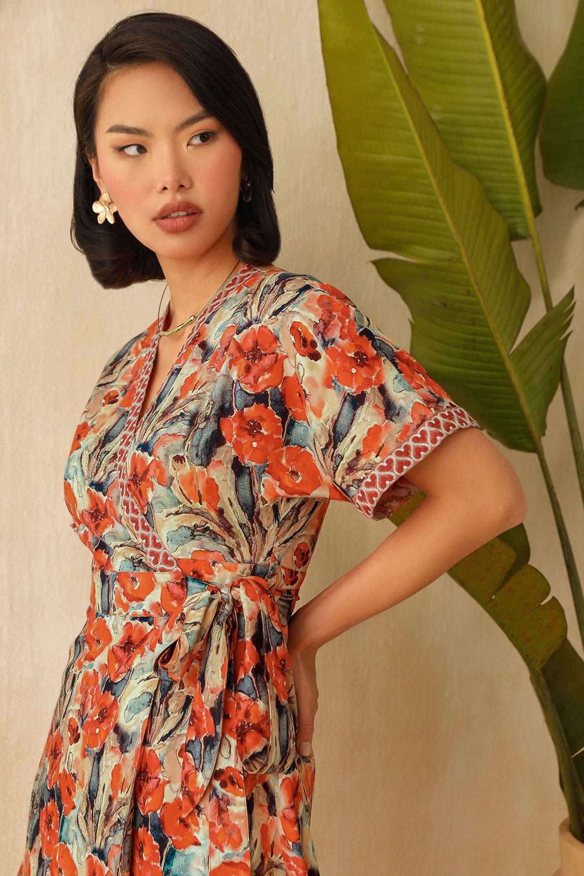 Multicolor V-Neck Mini Dress