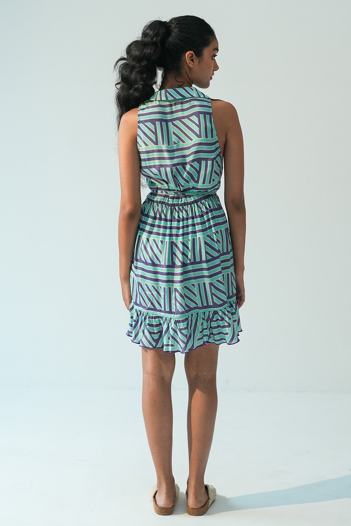 Multicolor V-Neck Wrap Dress