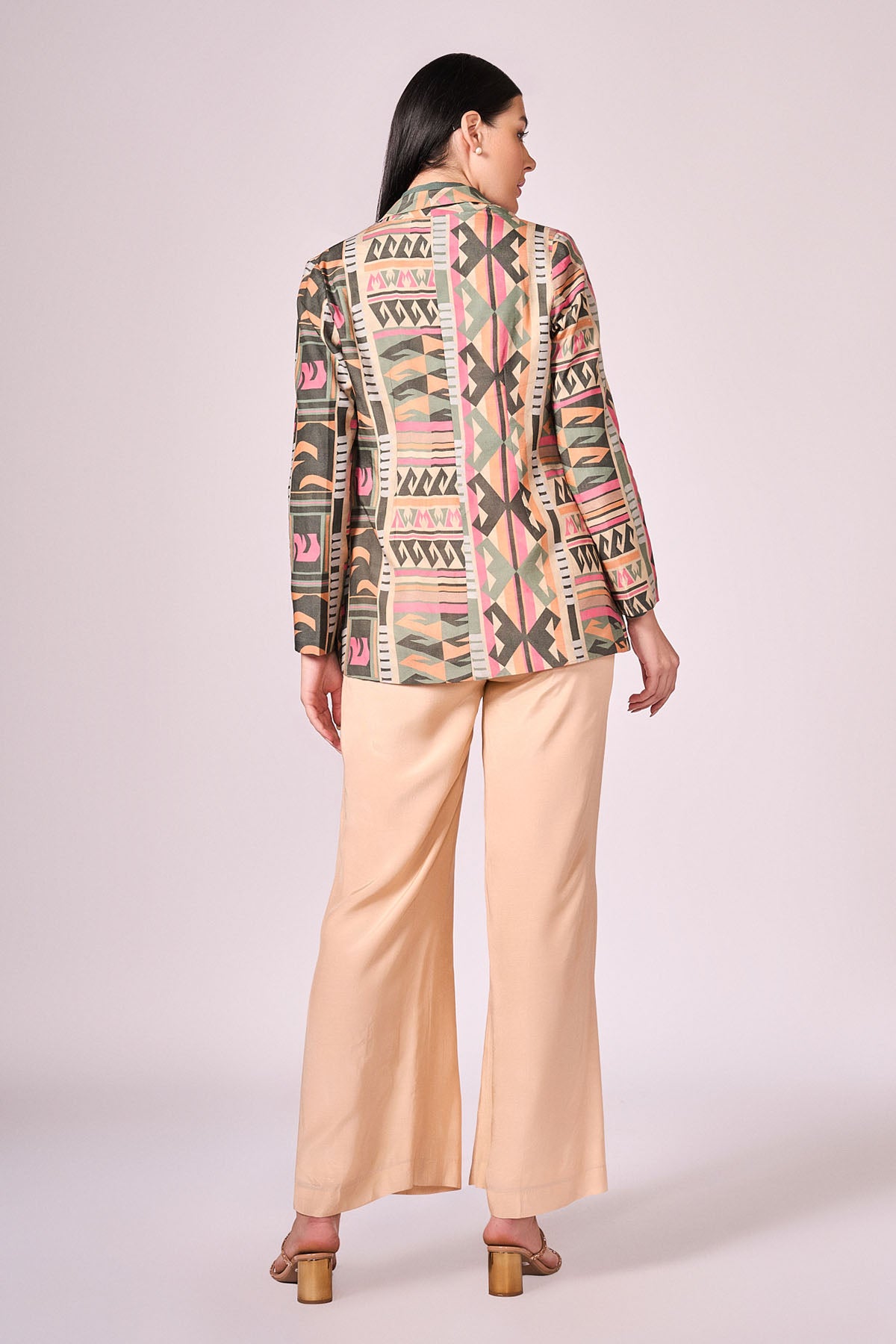 Multicolor Viscose Jacket Set