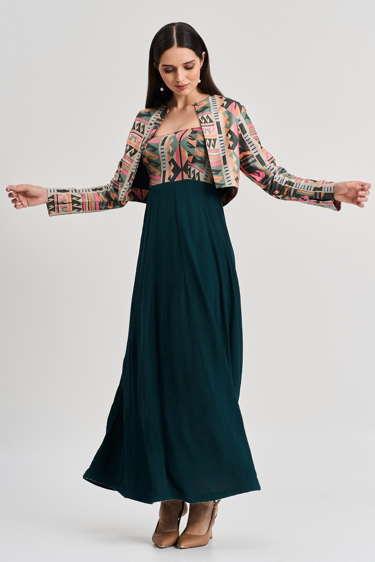 Multicolor Viscose Printed Jacket