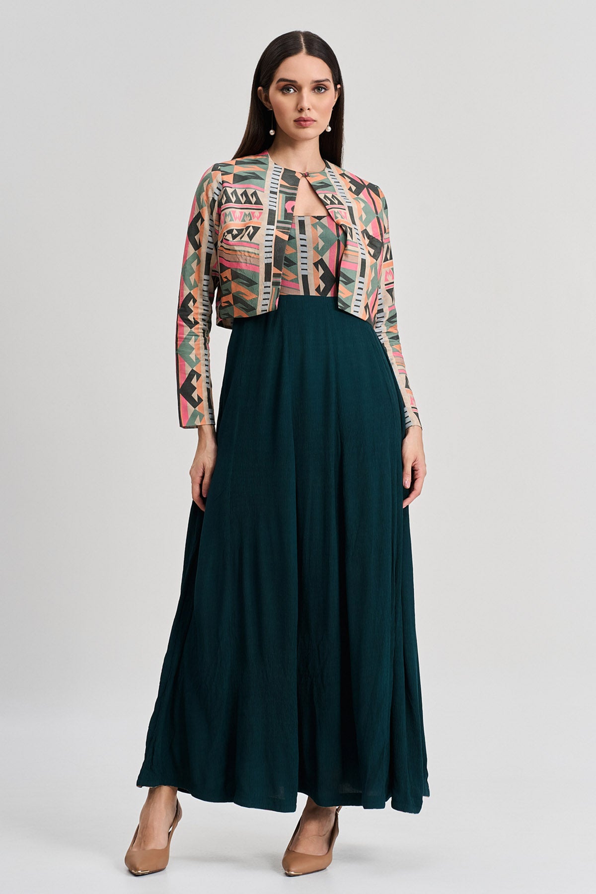 Multicolor Viscose Printed Jacket