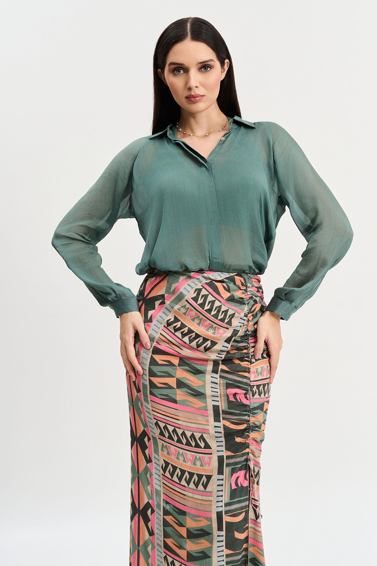 Multicolor Viscose Skirt Set