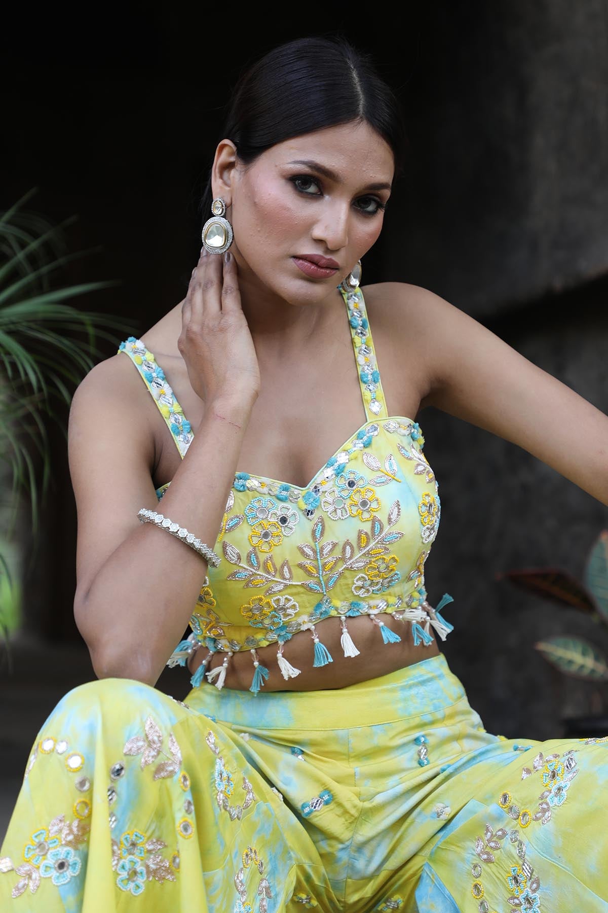 Multicolor Zari Work Gharara Set