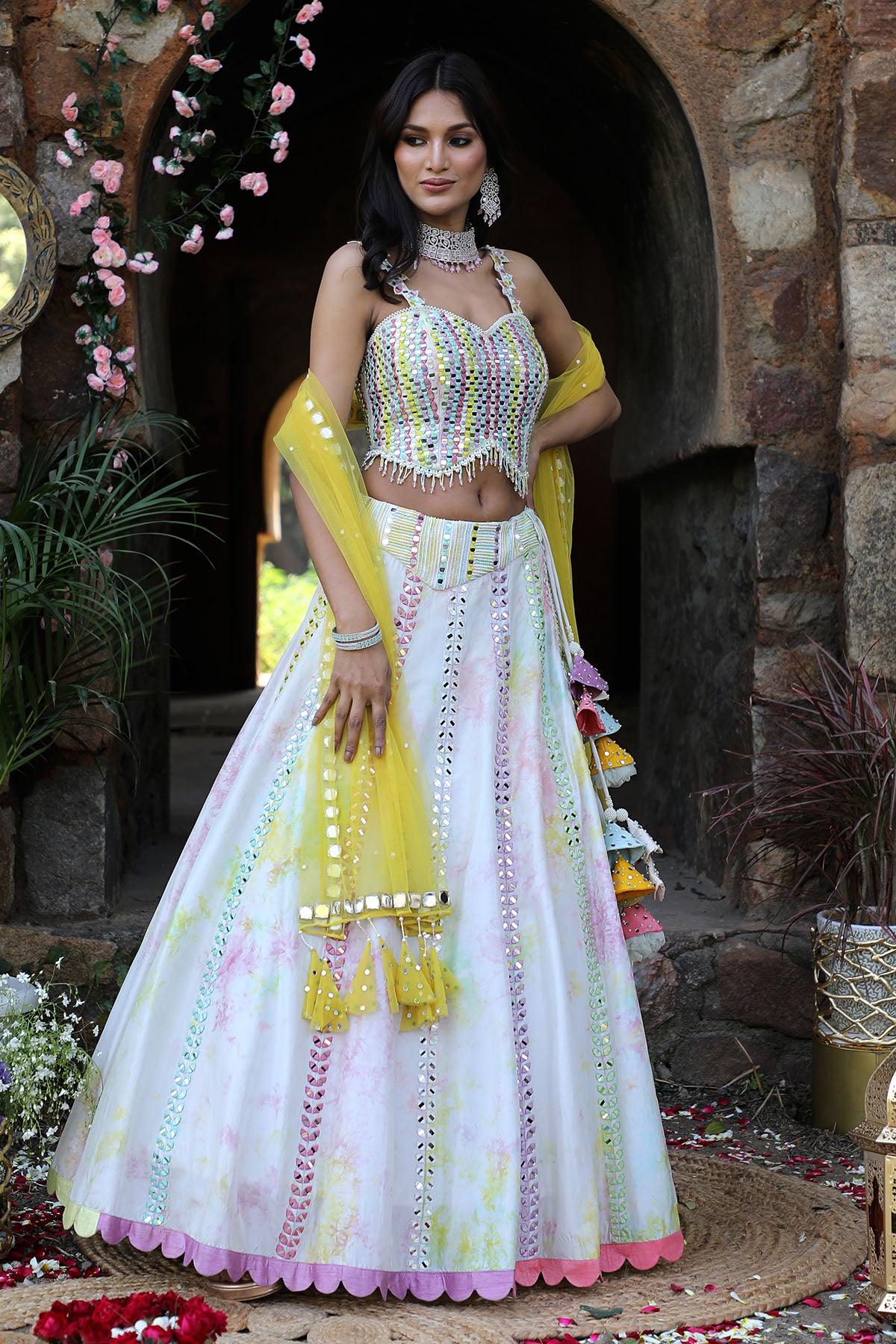 Multicolor Zari Work Lehenga Set