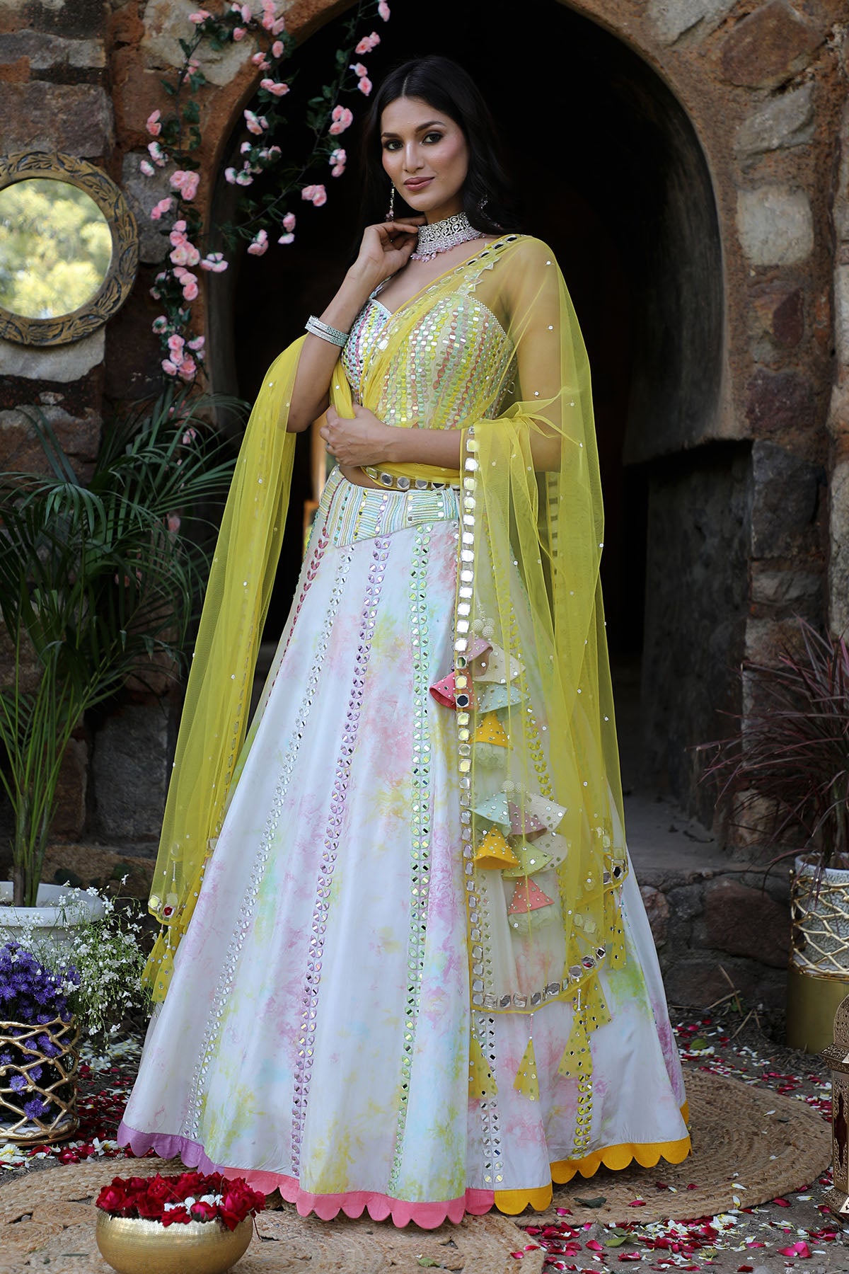 Multicolor Zari Work Lehenga Set