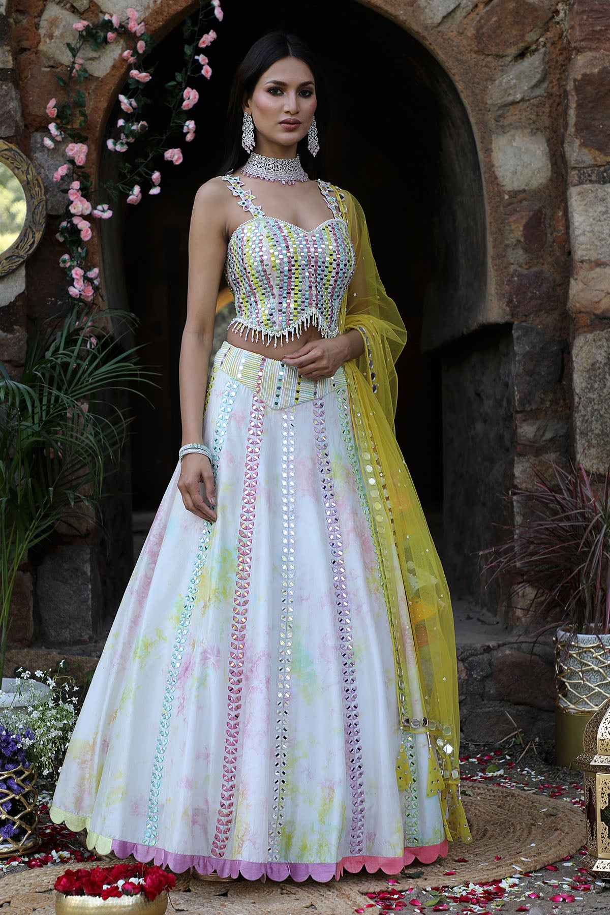 Multicolor Zari Work Lehenga Set