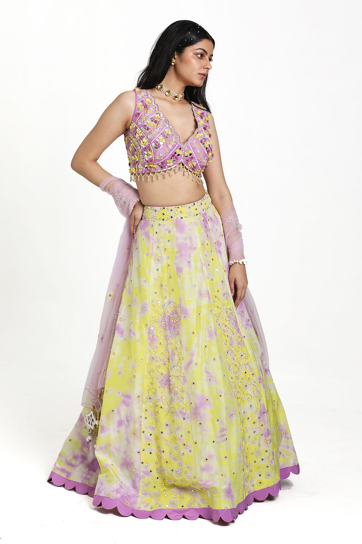 Zari Work Multicolor Lehenga Set