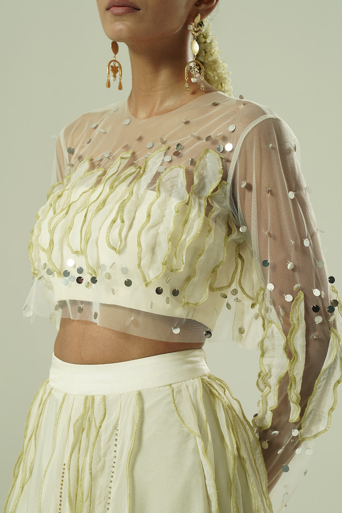 Multicolor leaflet Lehenga Set