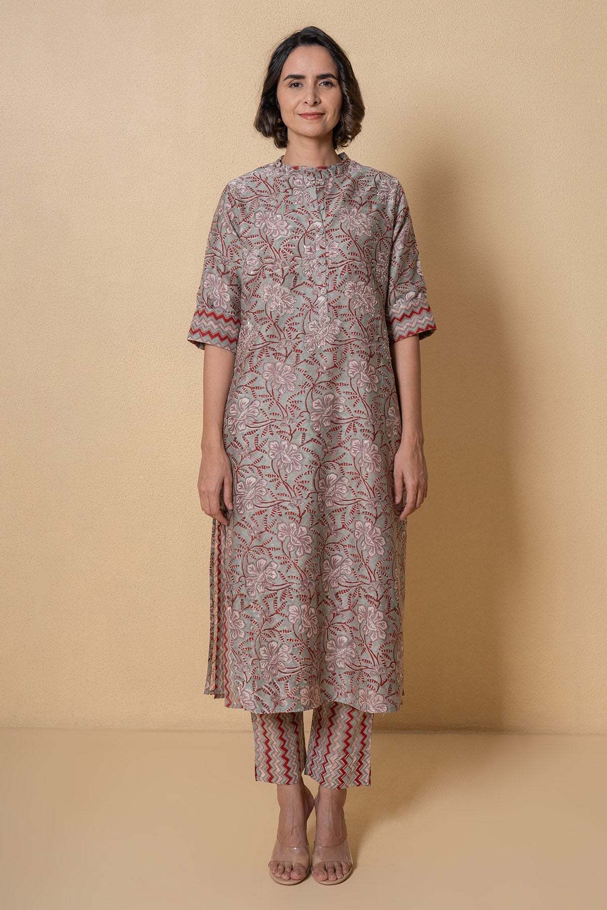 Buy Multicolour Chanderi Kurta Set for Women Online at ScrollnShops