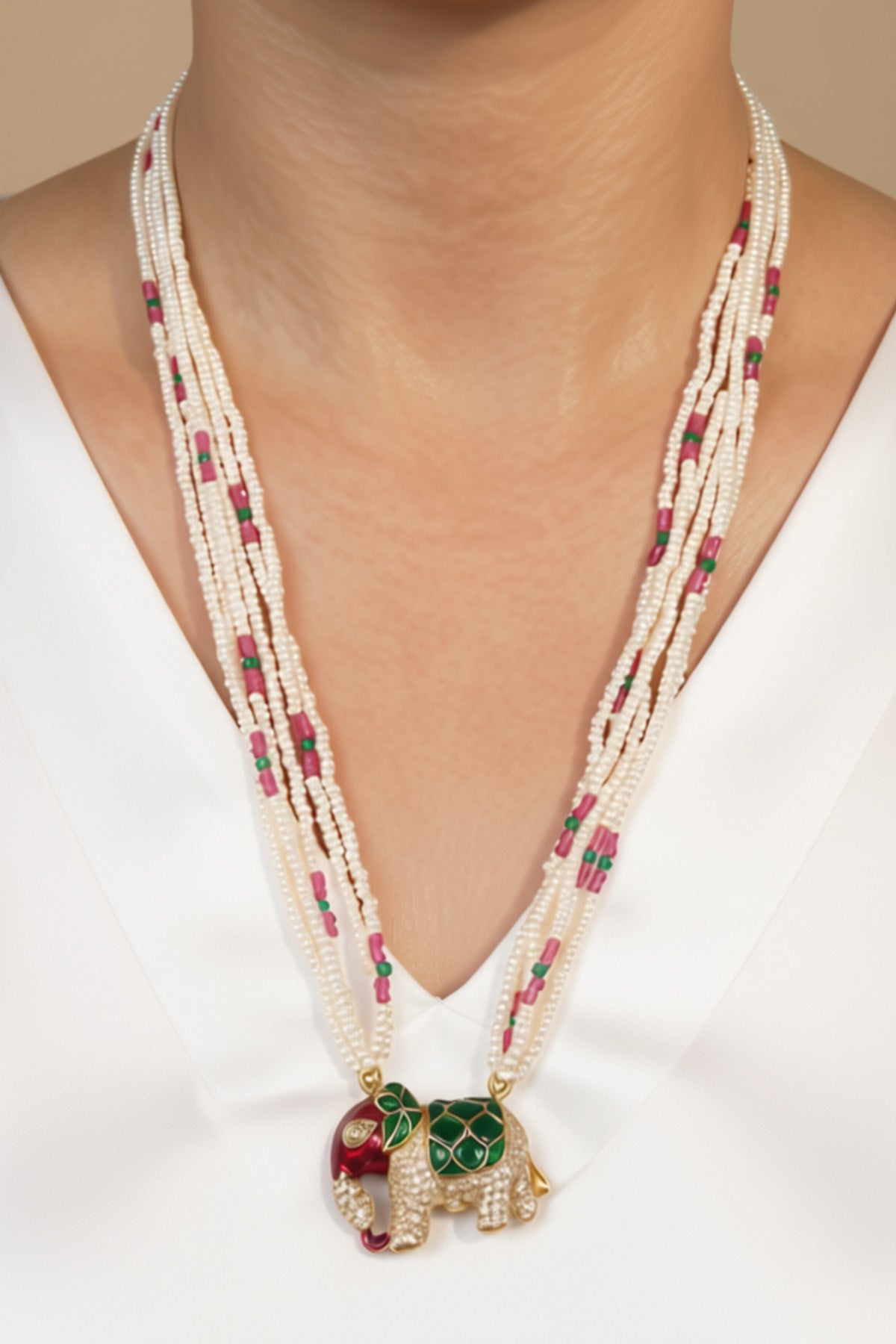 Buy Multicolour Elephant Necklace Set for women by Sica online available at scrollnshops