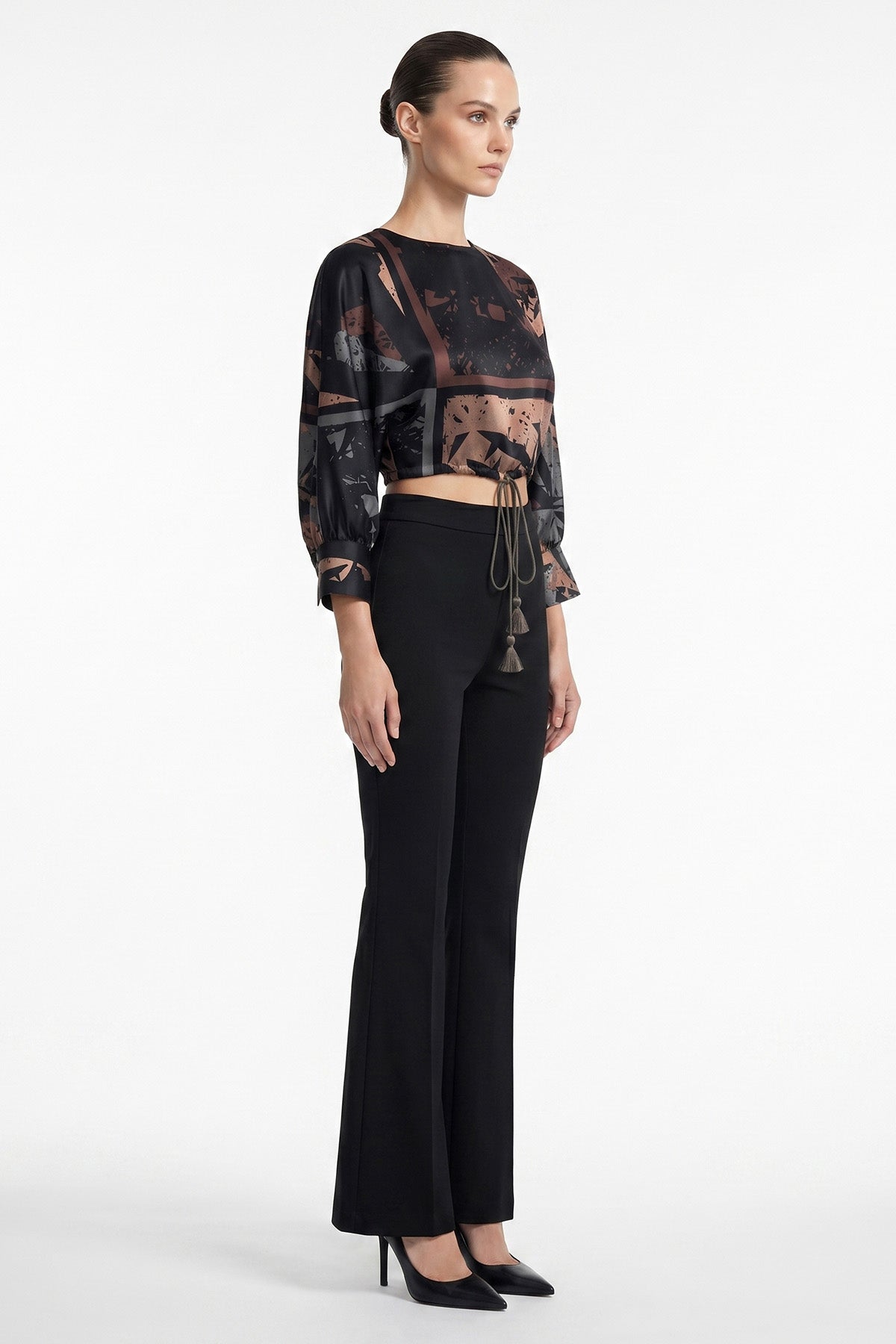 Multicolour Satin Cropped Top
