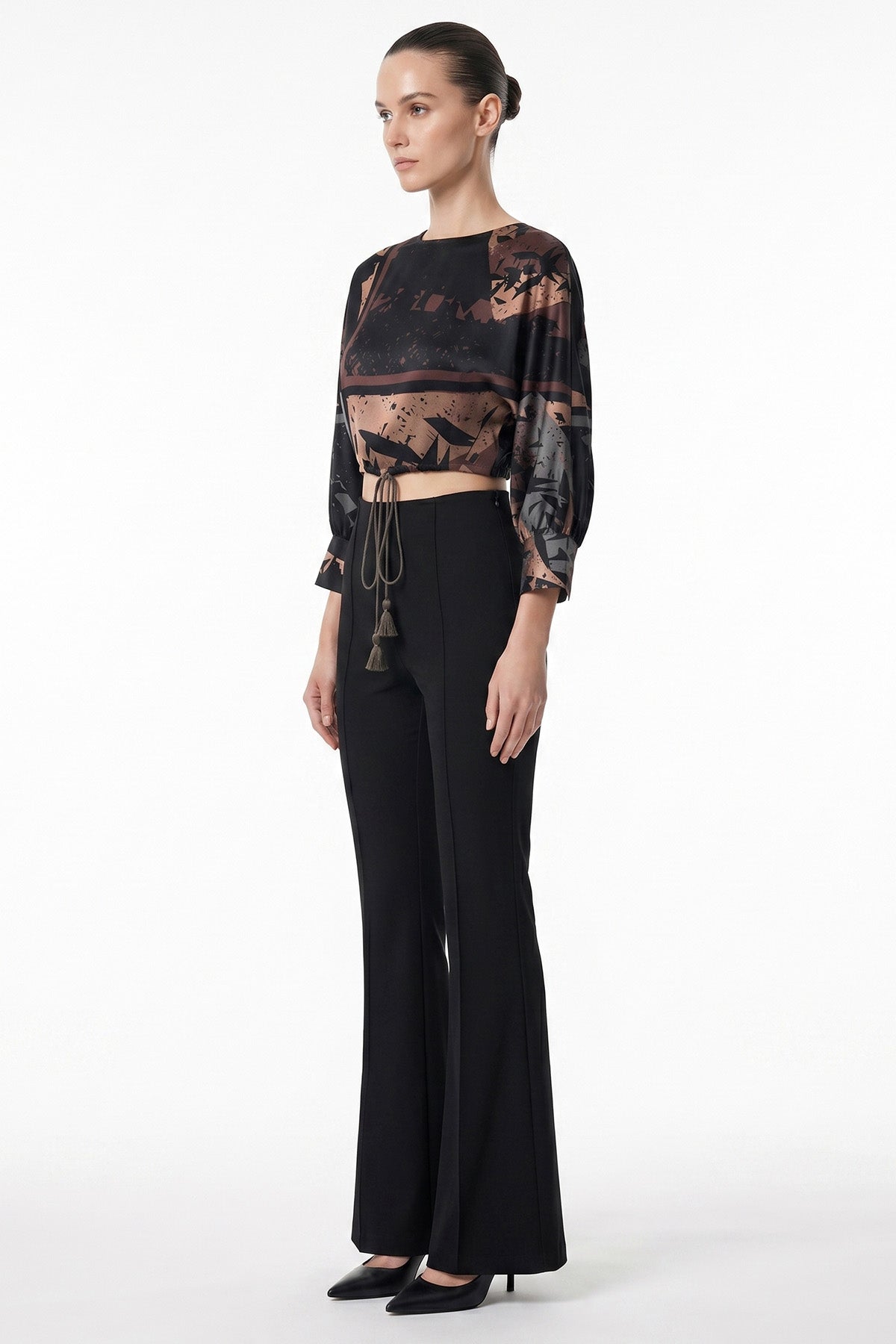 Multicolour Satin Cropped Top