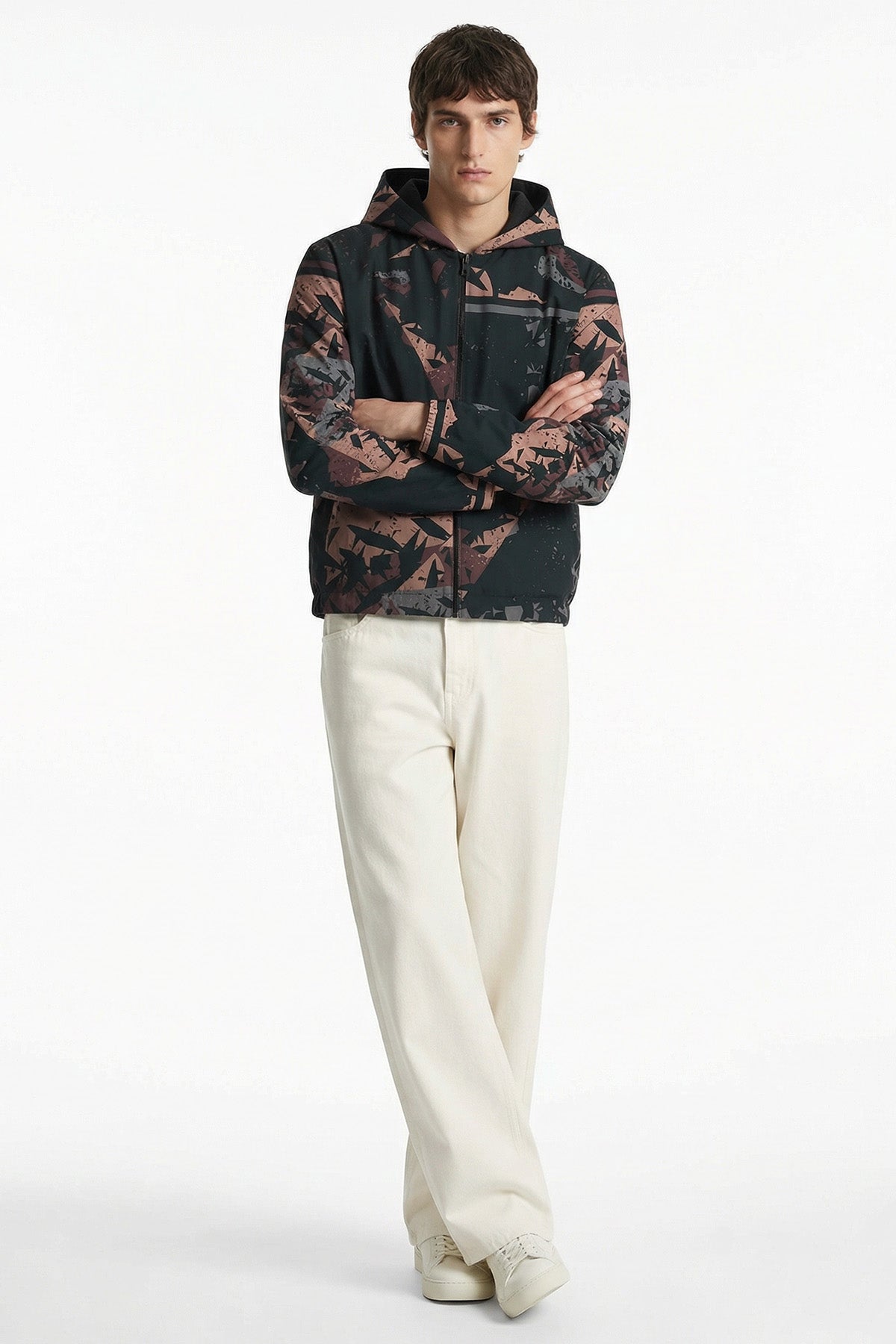 Multicolour Satin Hooded Jacket