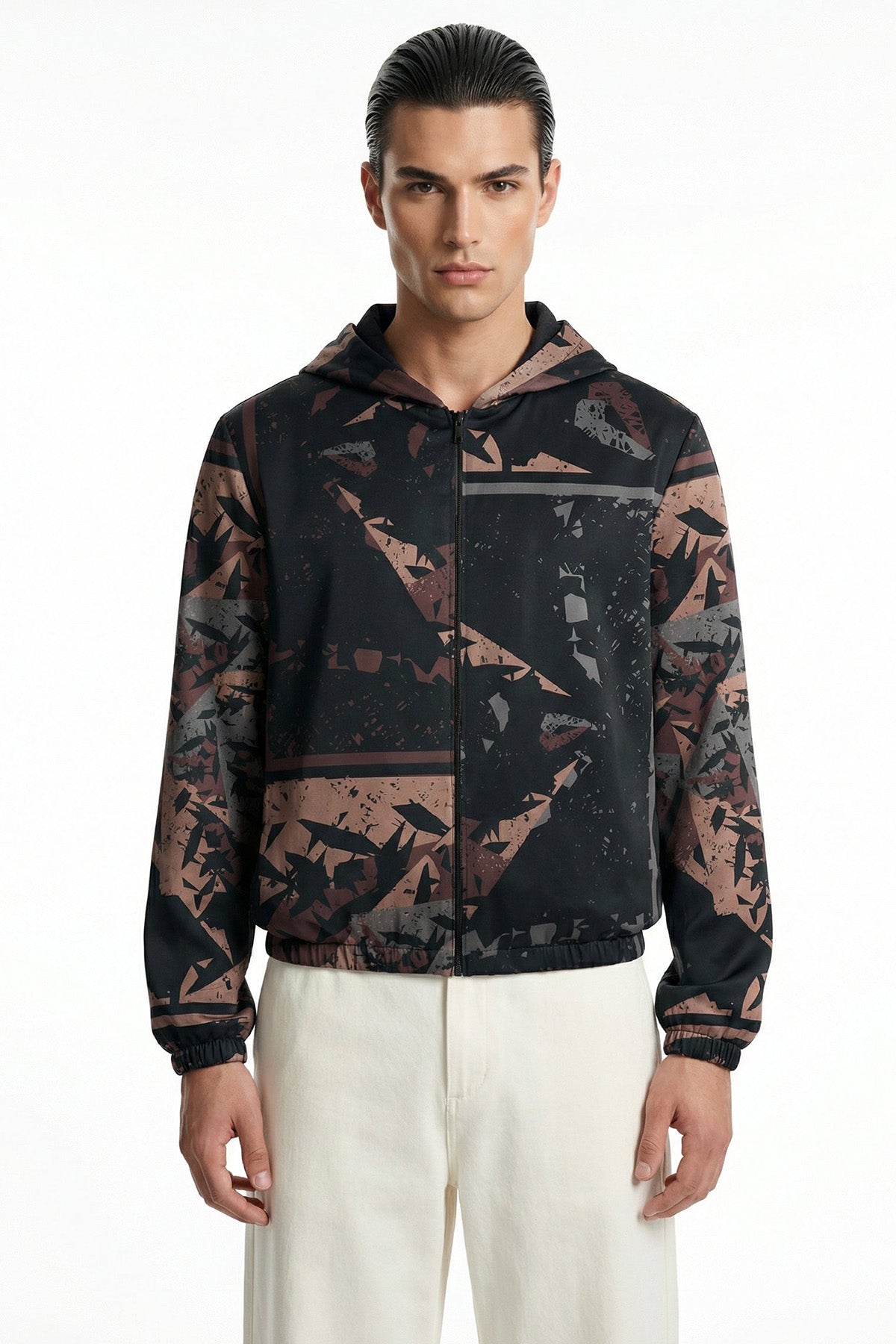 Buy Multicolour Satin Hooded Jacket for men by Tezhhomayaa online available at scrollnshops