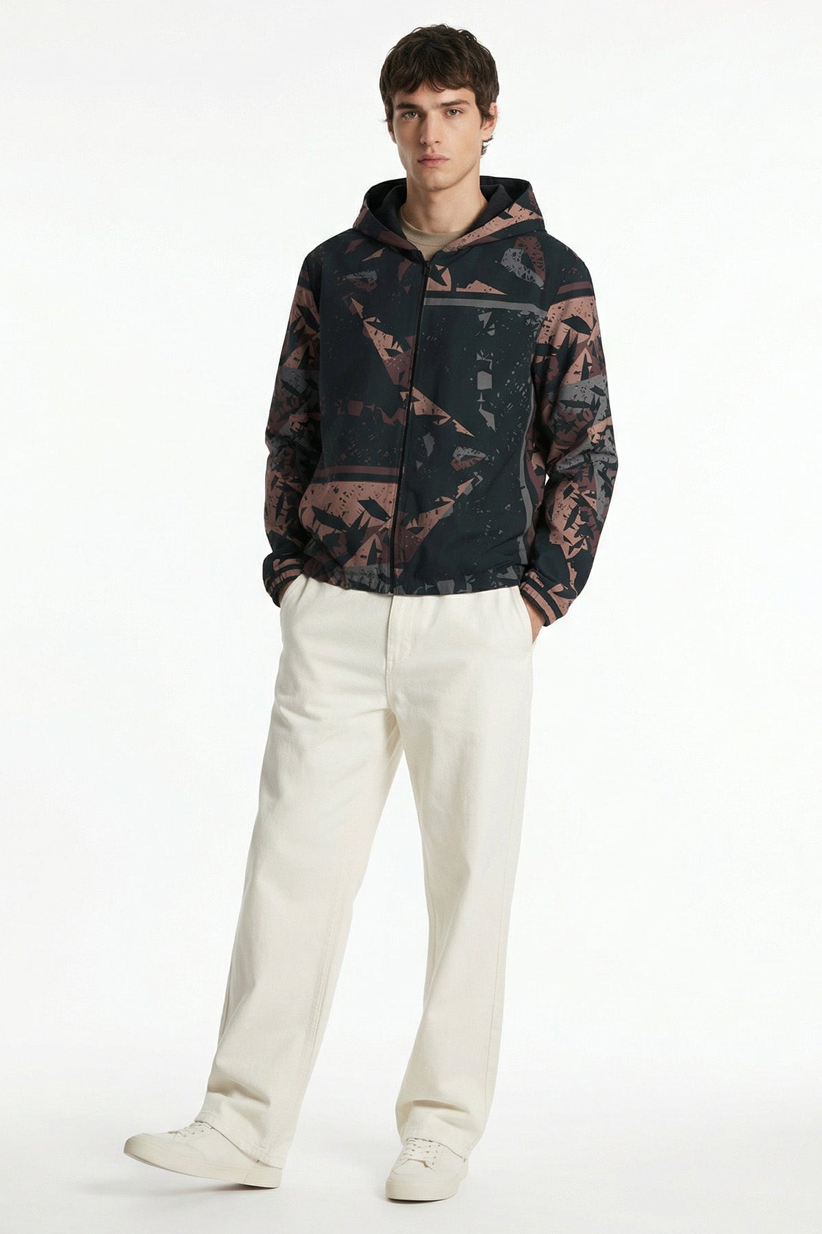 Multicolour Satin Hooded Jacket