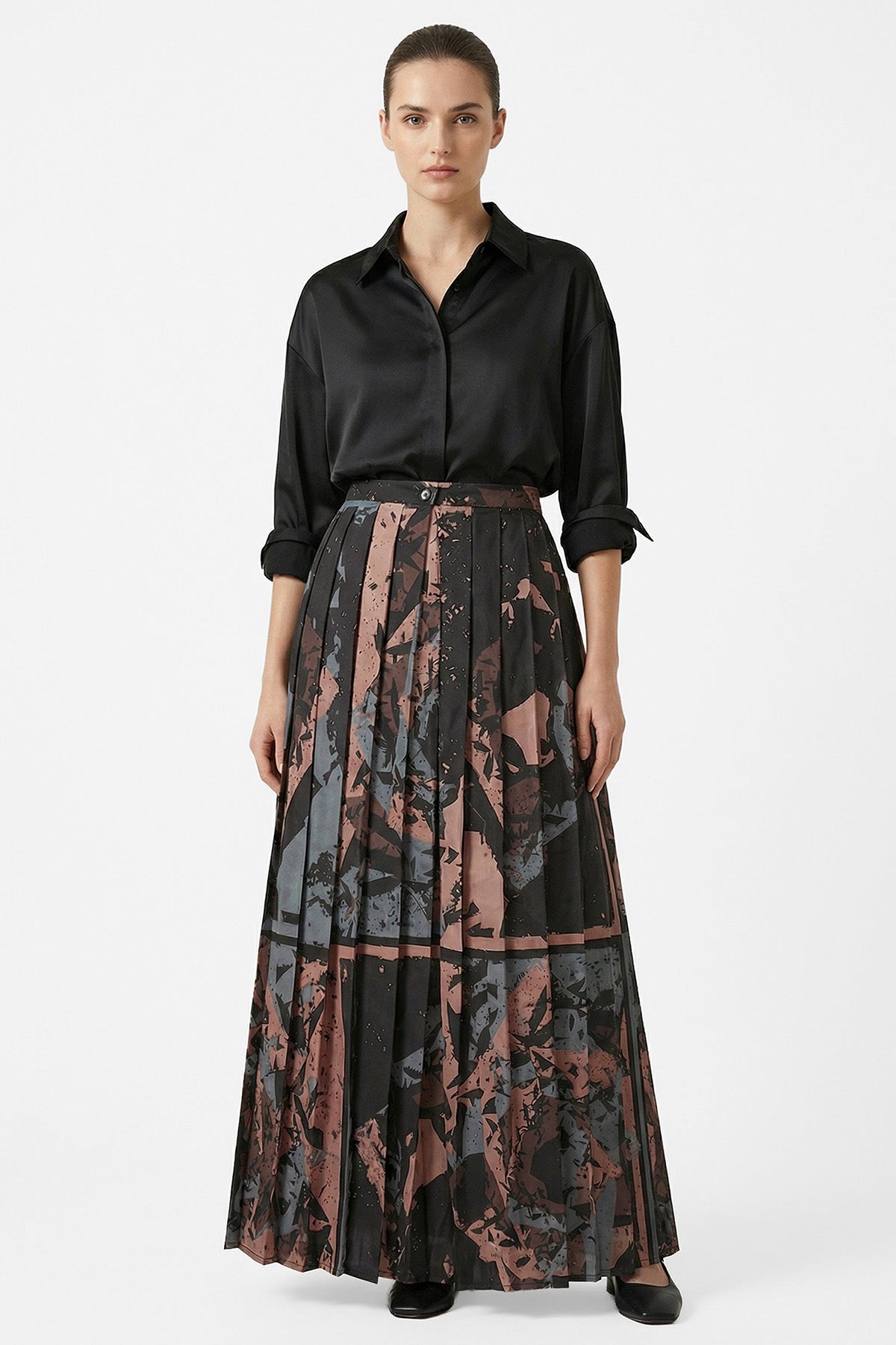 Buy Multicolour Satin Pleated Skirt for women by Tezhhomayaa online available at scrollnshops