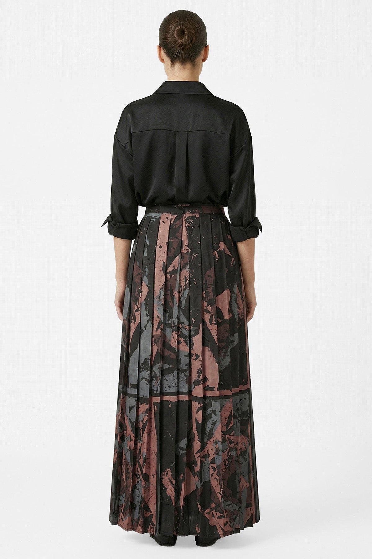 Multicolour Satin Pleated Skirt