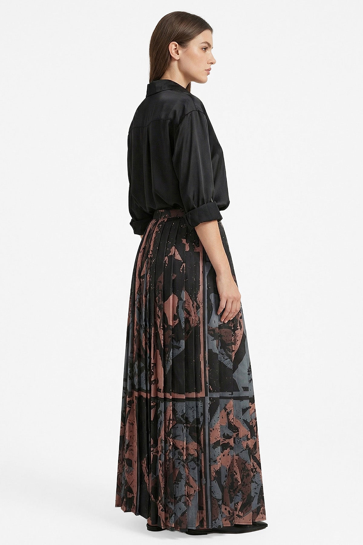 Multicolour Satin Pleated Skirt