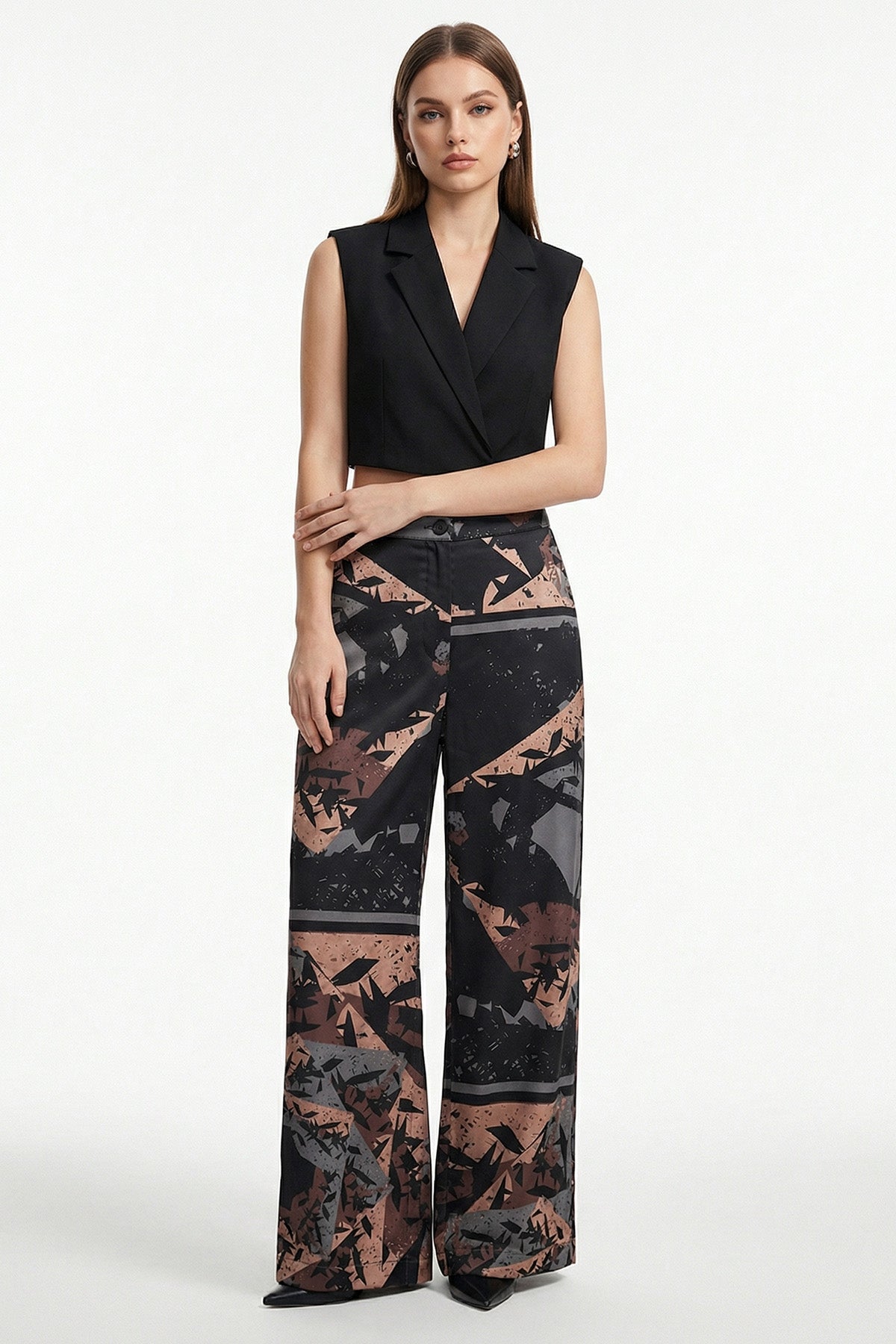 Multicolour Satin Wide Leg Pant