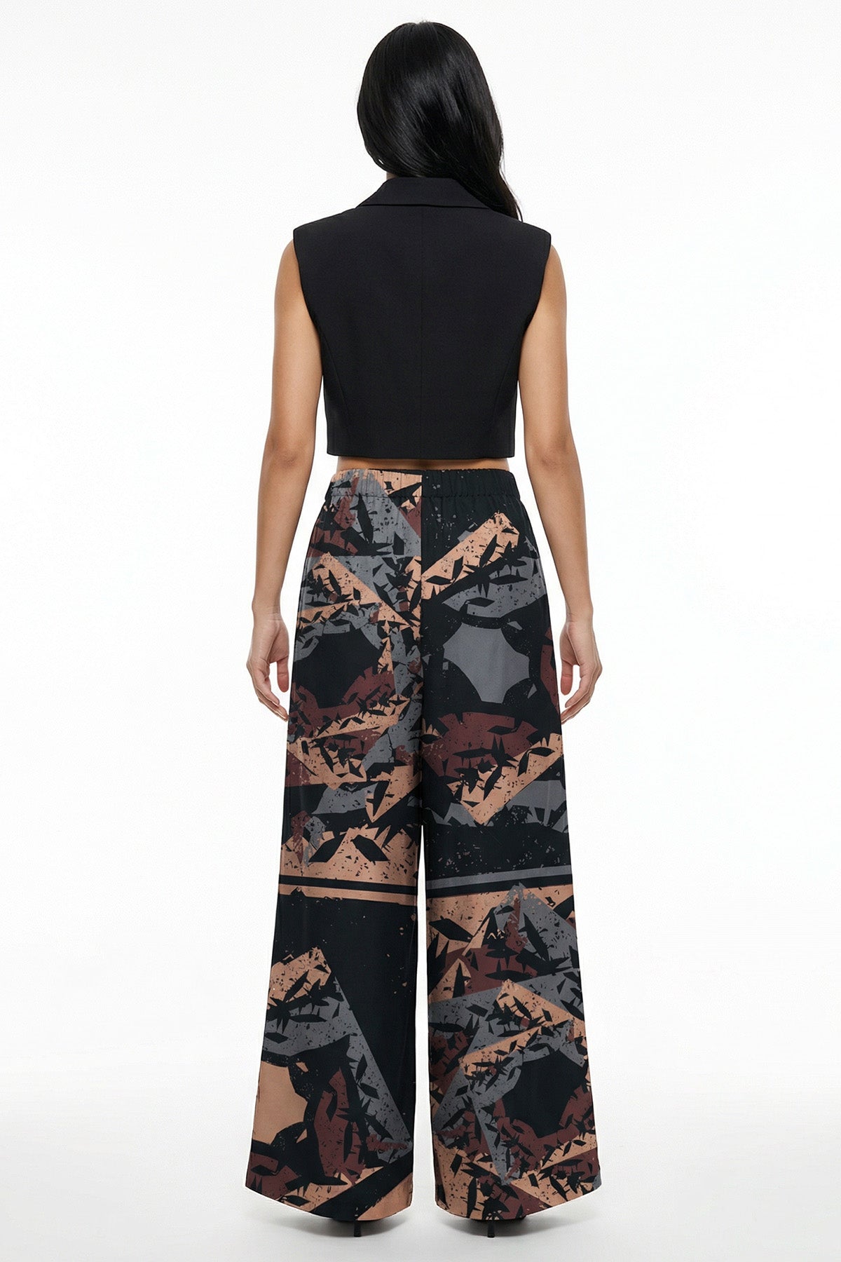 Multicolour Satin Wide Leg Pant