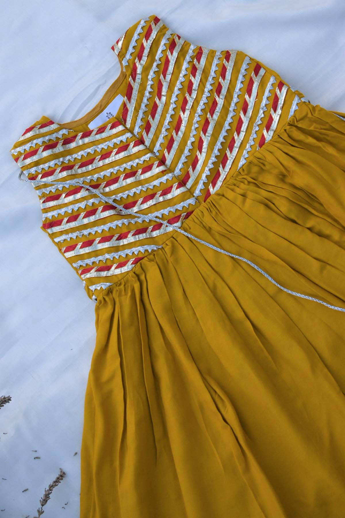 Mustard Cotton Embellished Dress