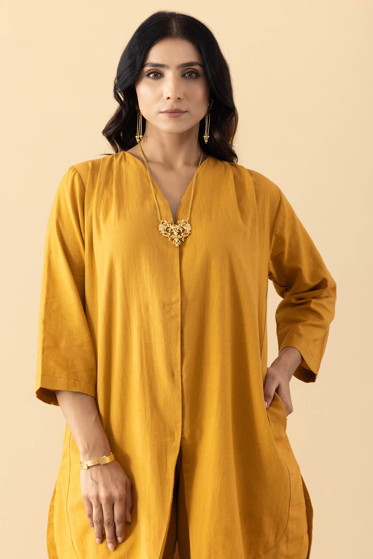 Mustard Cotton Jacket Tunic