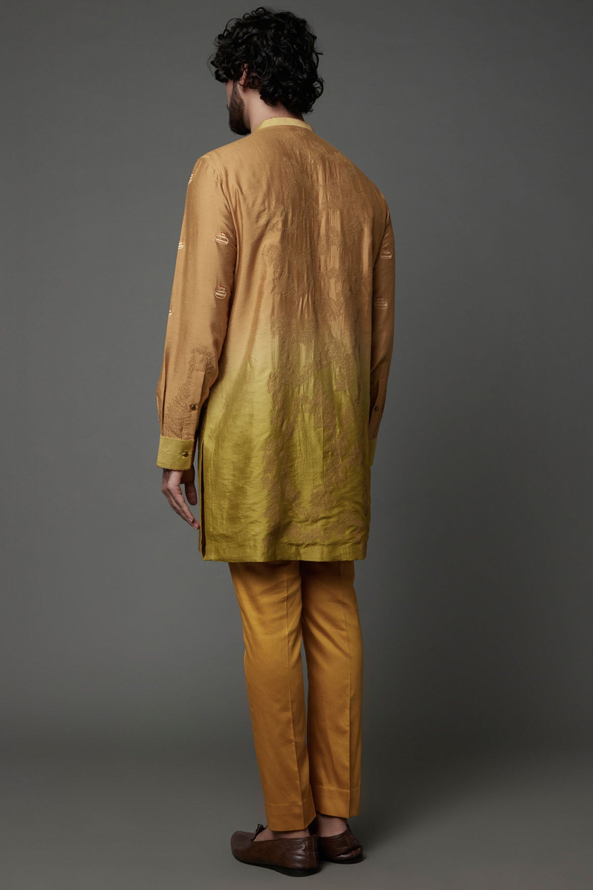 Mustard Cotton Silk Kurta Set