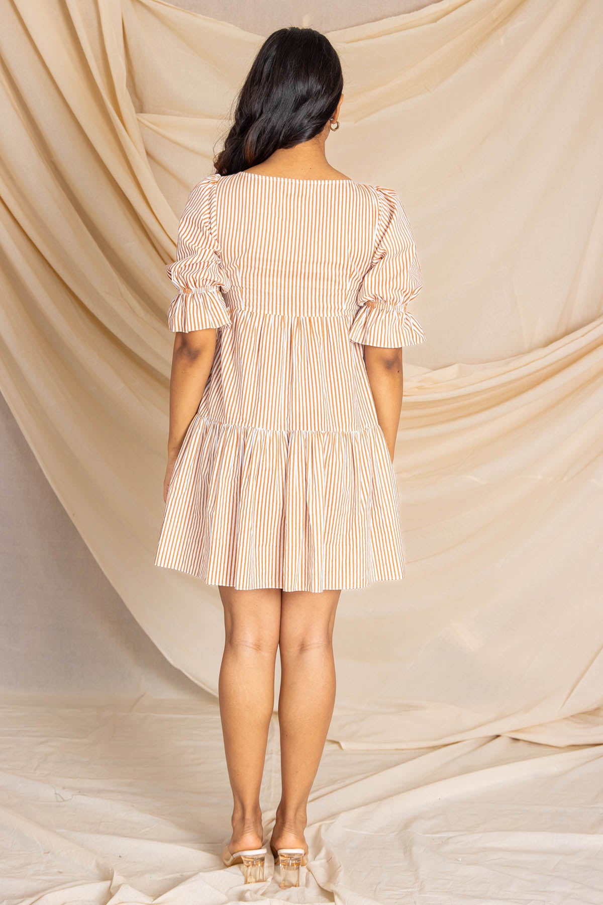 Mustard Cotton Sripe Dress