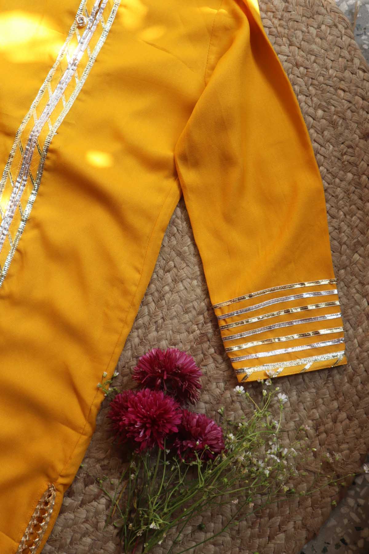 Mustard Embellished Kurta Set