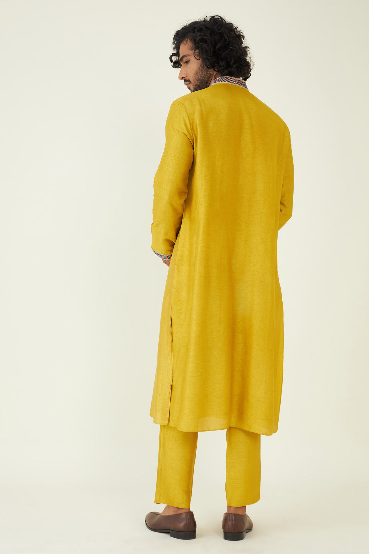 Mustard Yellow Raw Silk Kurta Set