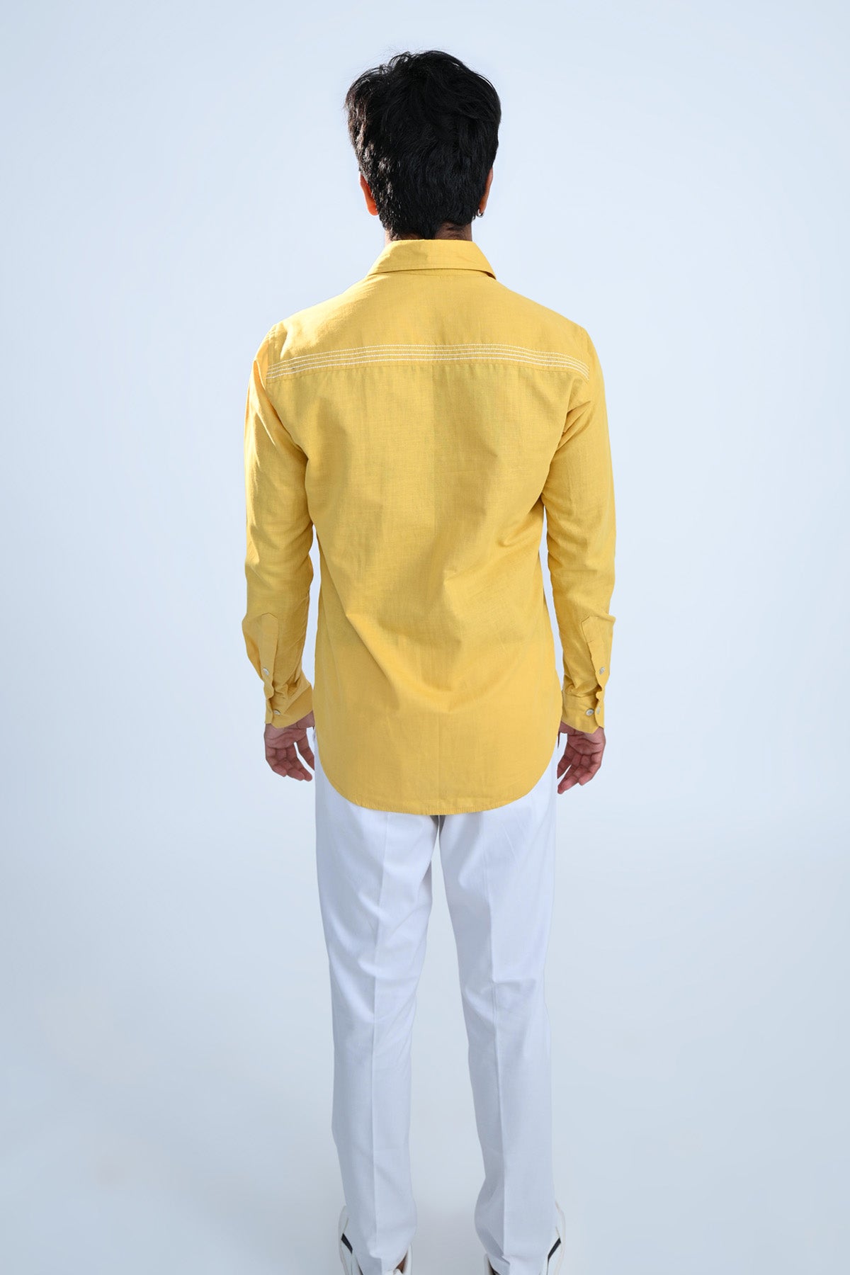 Mustard Geometric Embroidered Shirt