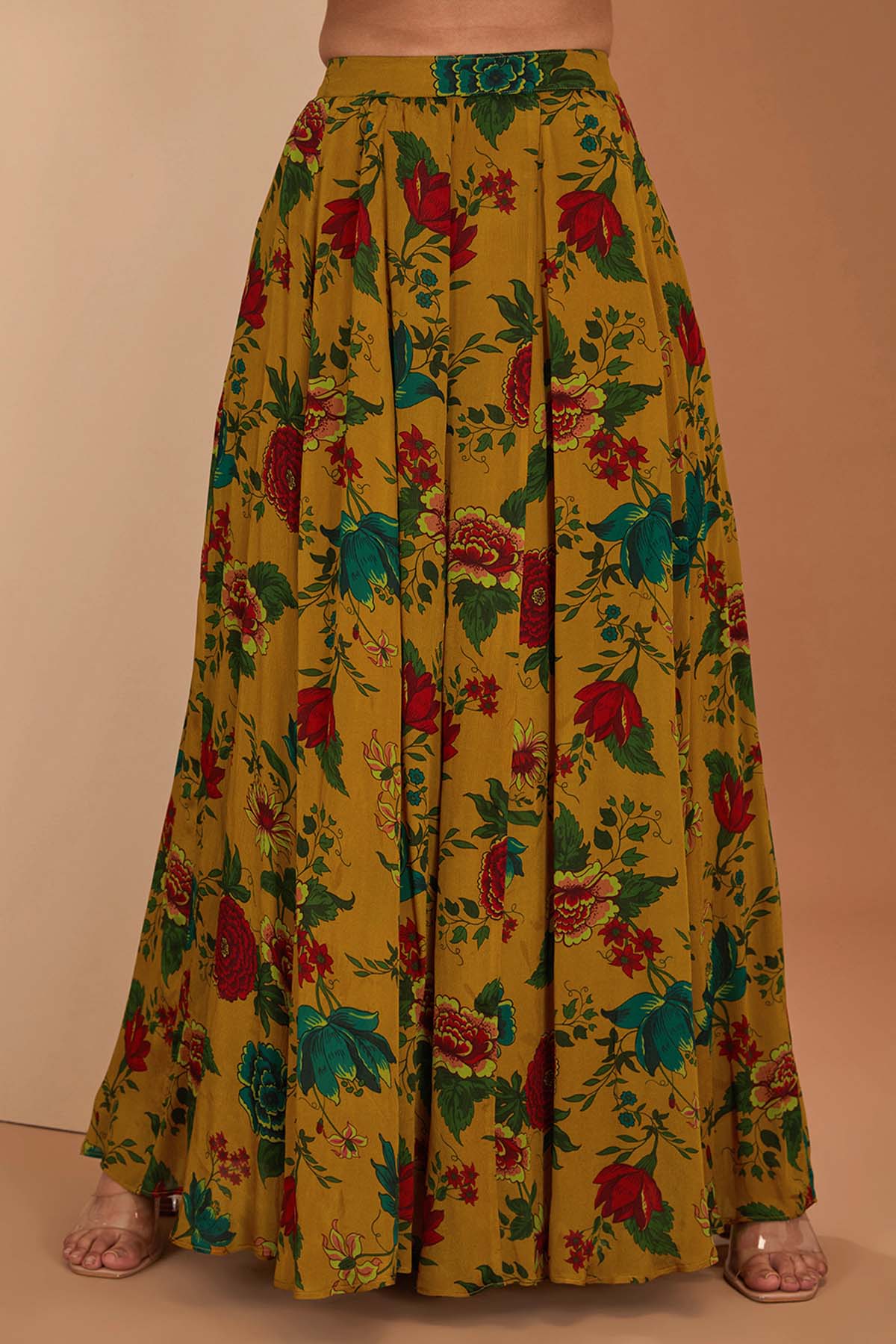 Mustard Print Gota Sharara Set