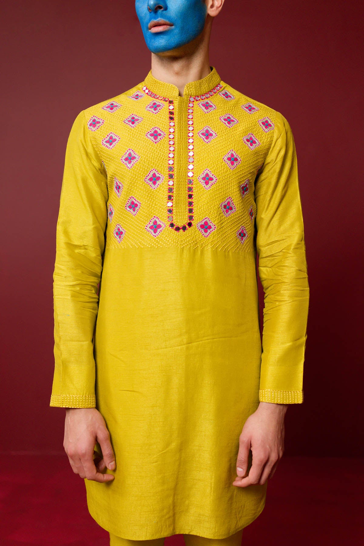 Mustard Resham Kurta Set