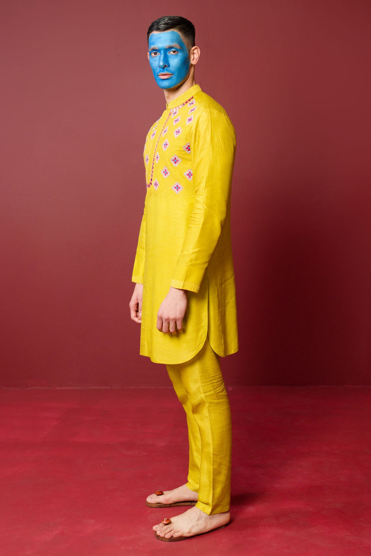 Mustard Resham Kurta Set