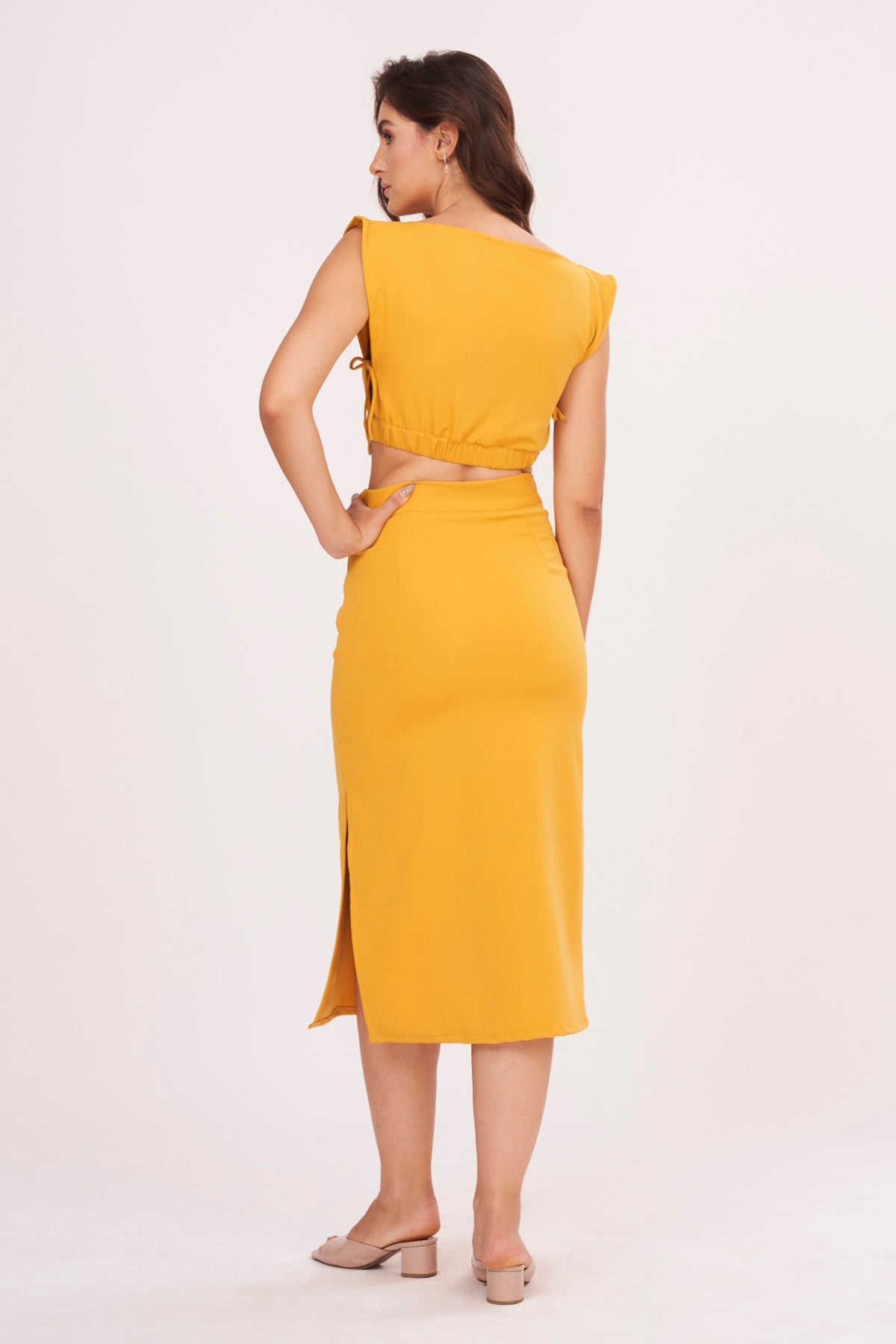 Mustard Square Top & Skirt Set