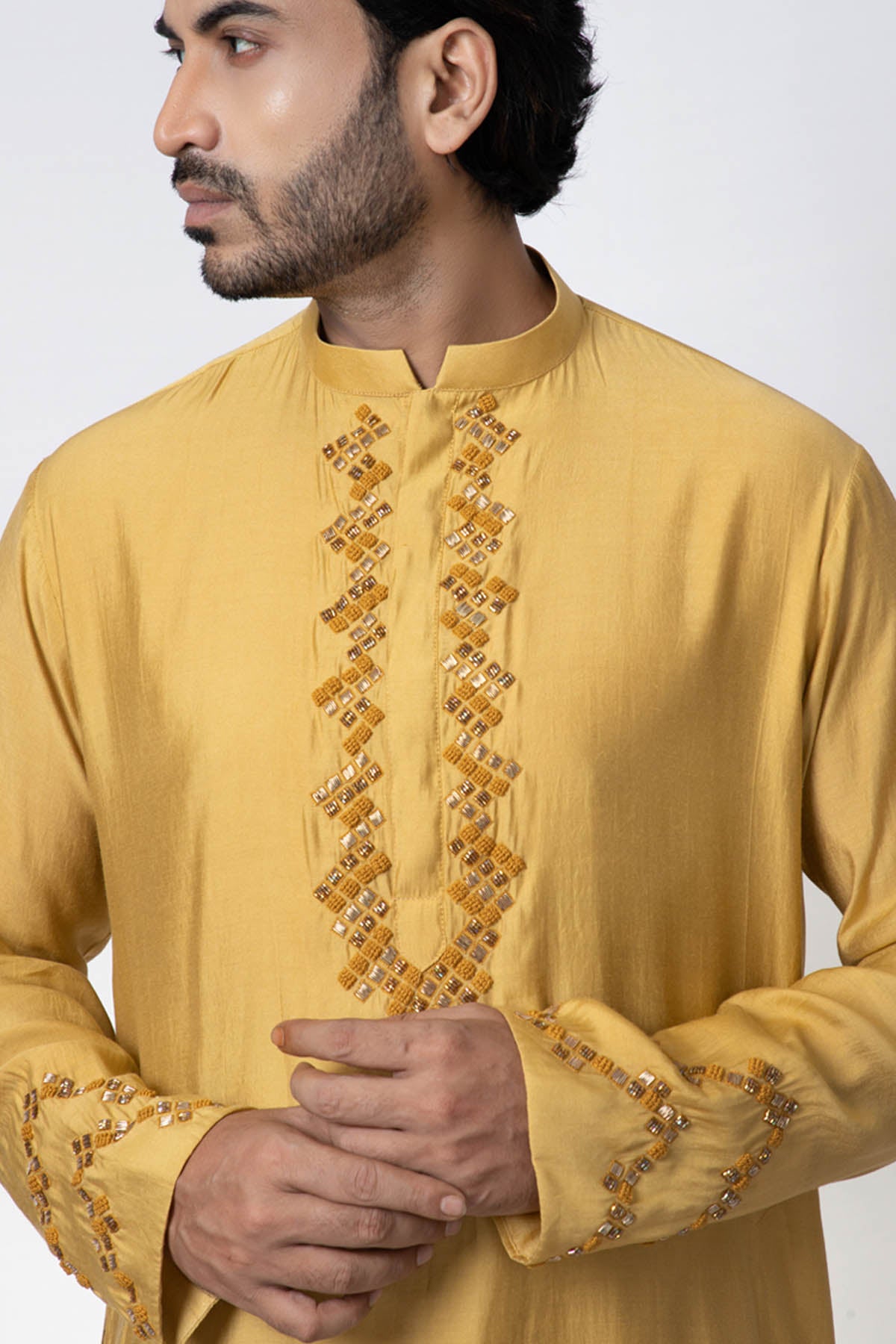 Mustard Zardozi Kurta Set