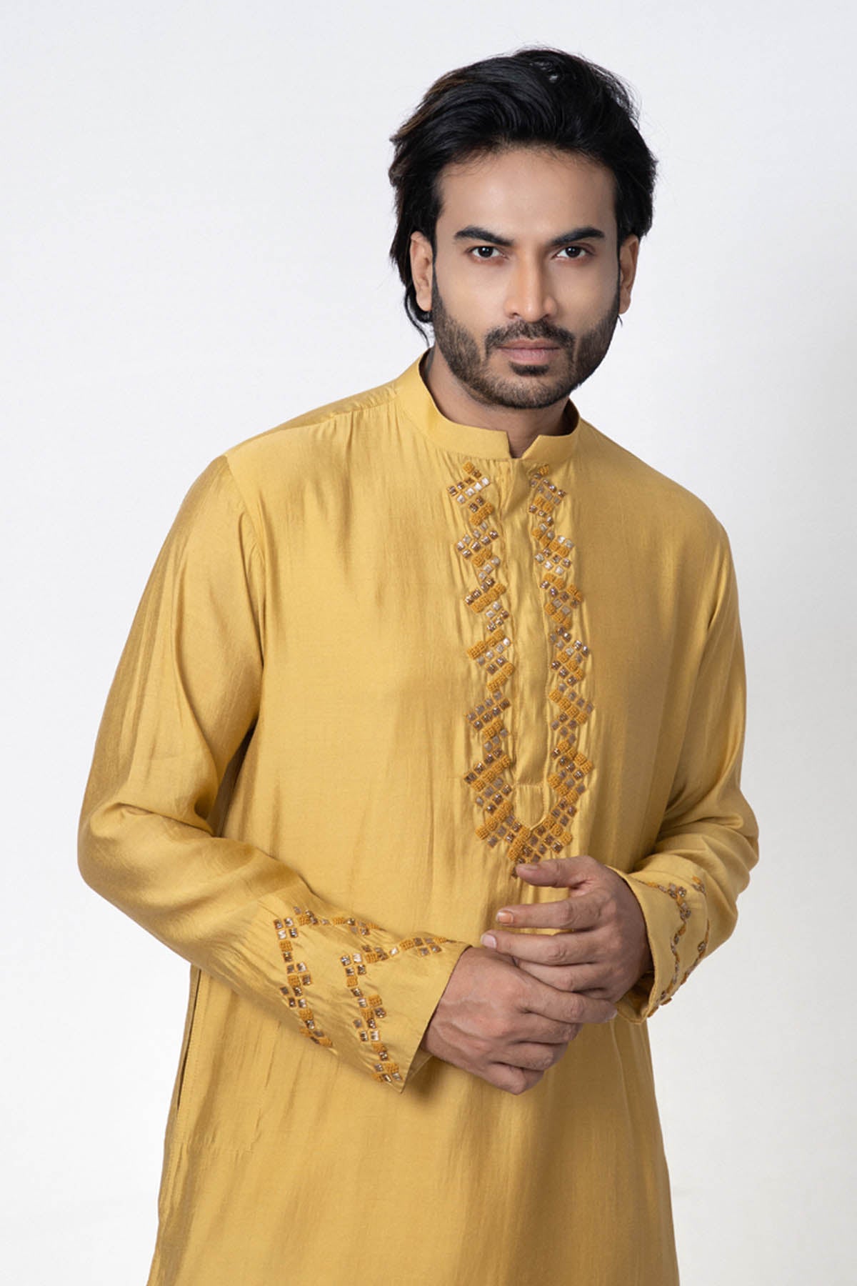 Mustard Zardozi Kurta Set